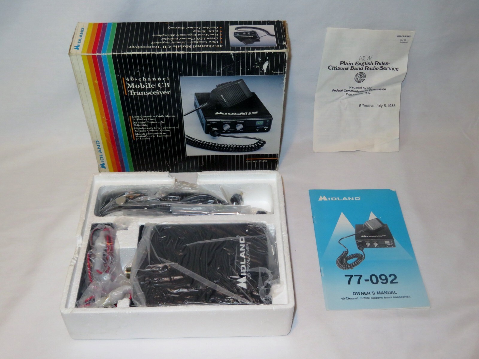 Midland 77-092 40 Channel Mobile CB Transceiver - Vintage New Old Stock NOS