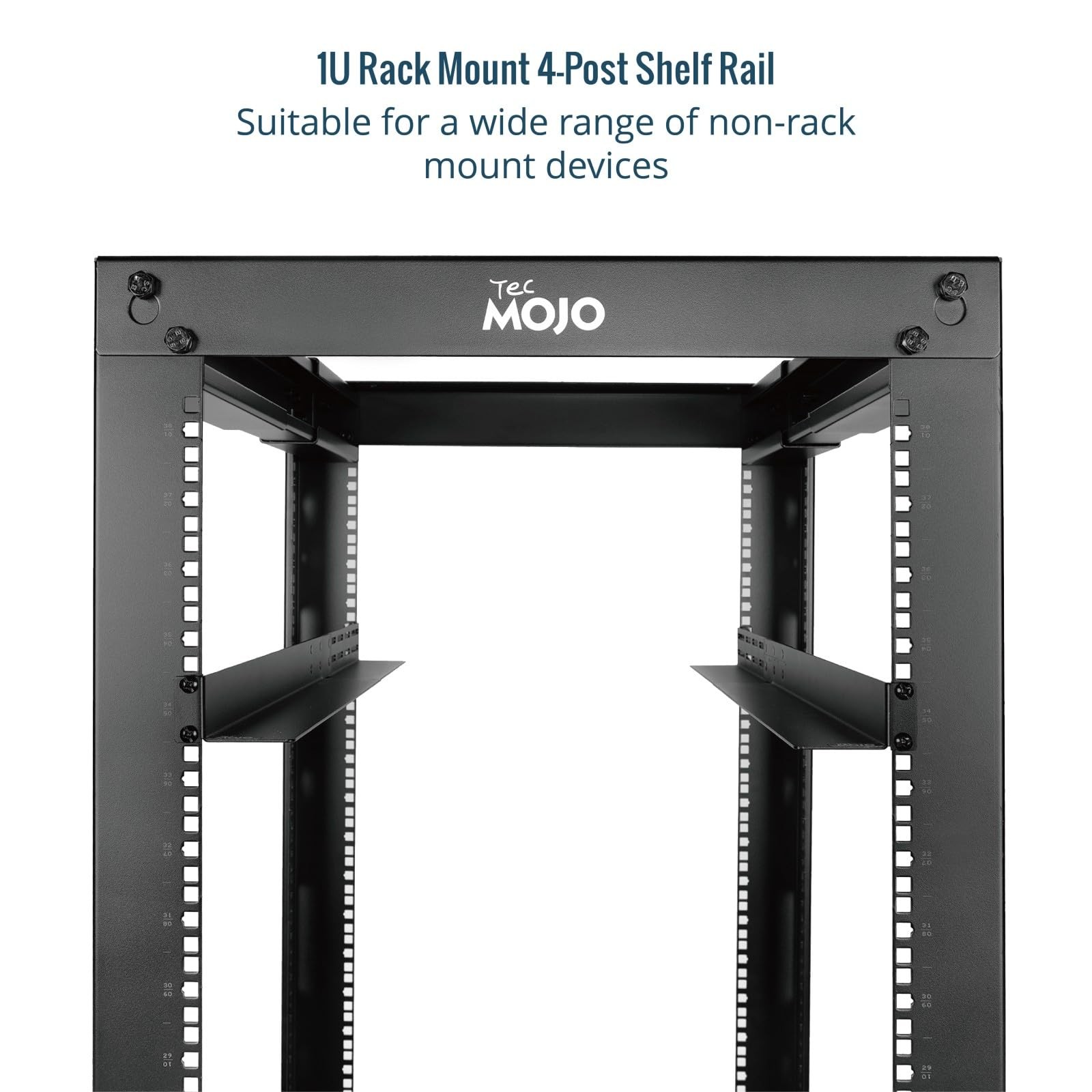 Tecmojo Universal 1U Rack Mount Rail,4-Post Fully Server Full Depth, Black