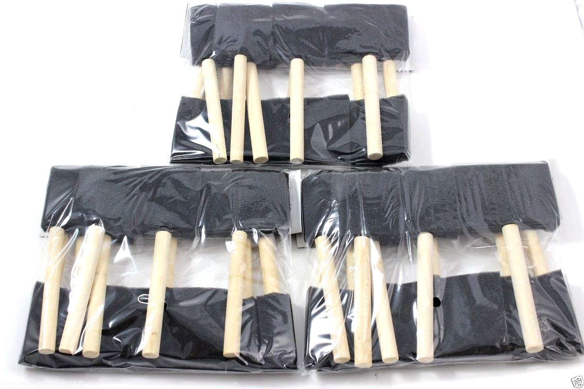 30 PACK FOAM BRUSH ASSORTMENT WOOD HANDLES PAINT STAIN