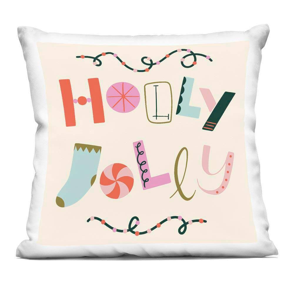 Holly Jolly Eclectic Holiday Off-White Abstract Polyester 18 In. X 18 In. Throw