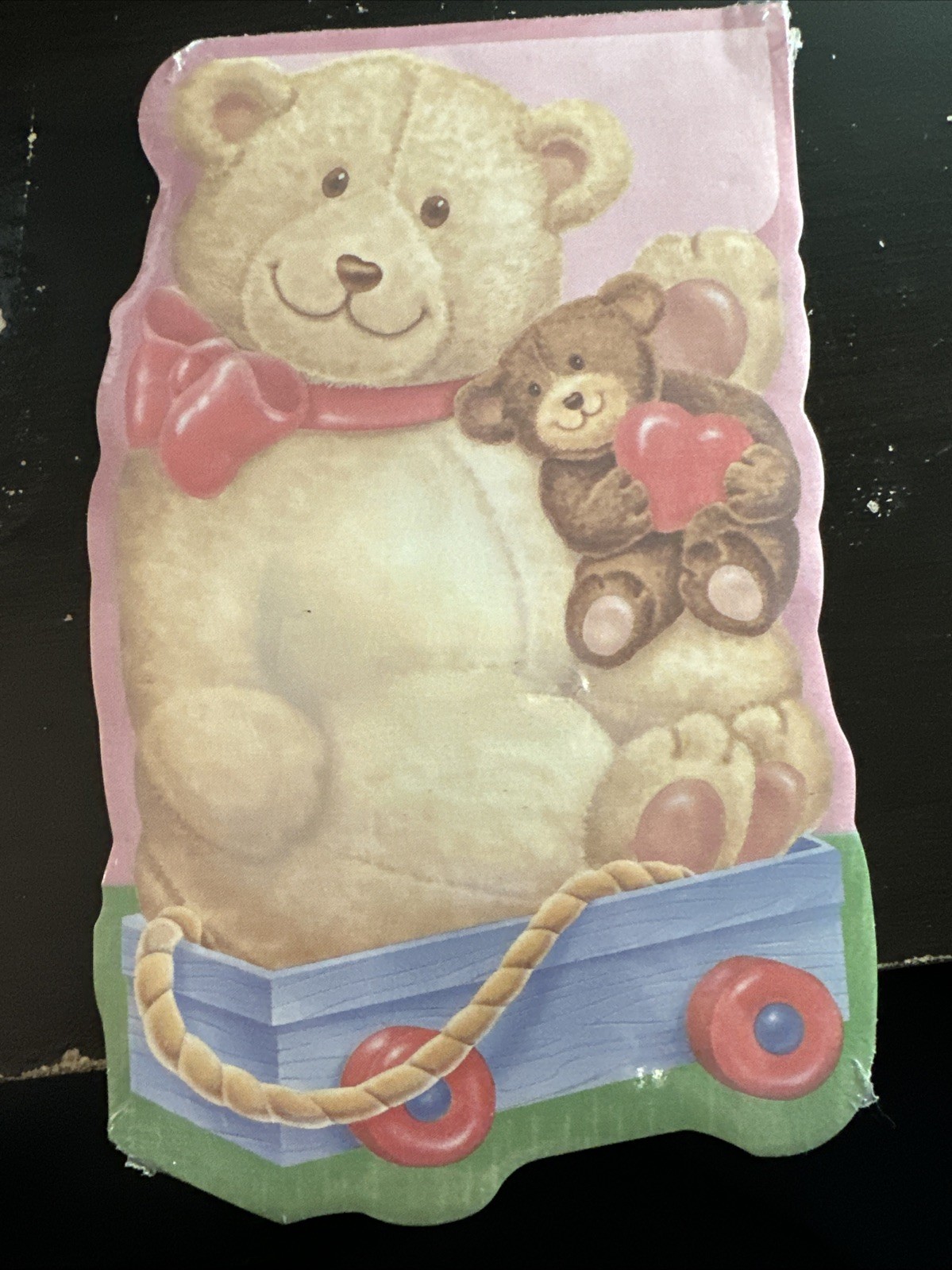 VTG Avon New Old Stock 1996 Teddy Bears in Wagon with a Heart Magnet & Memo Pad