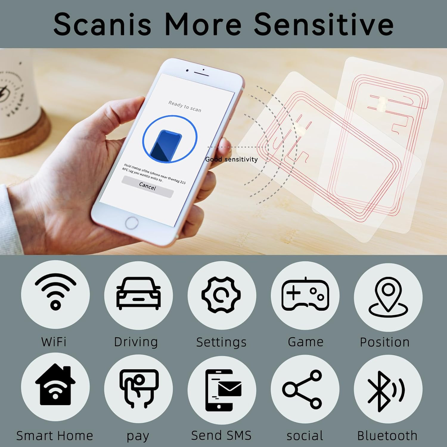10 PCS NTAG215 NFC Cards Transparent Rewritable NFC Tags with 504 Bytes