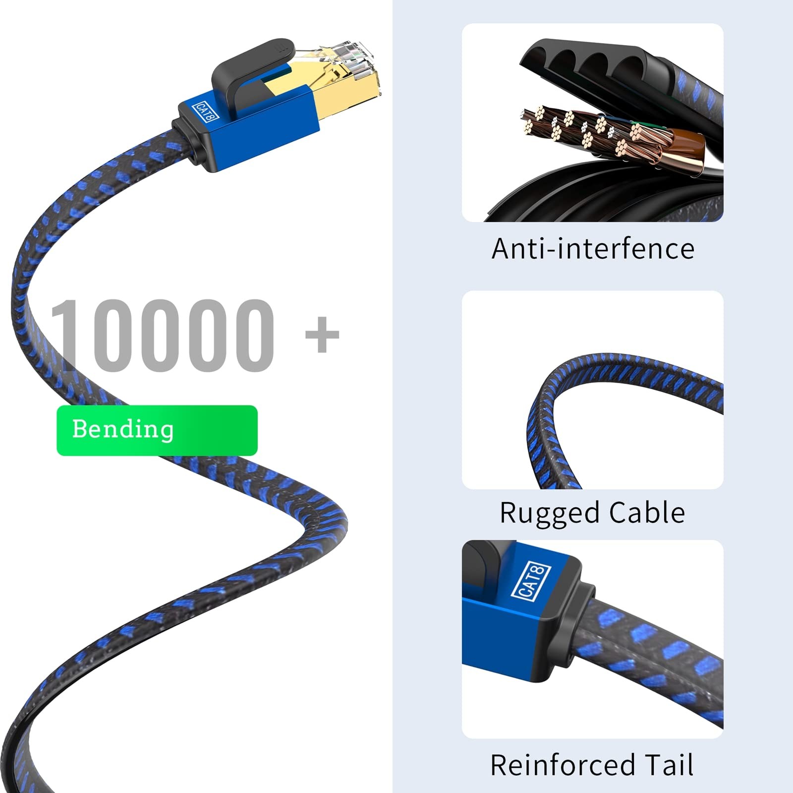 5FT Cat 8 Ethernet Cable High Speed Internet Nylon Braided Network Cable