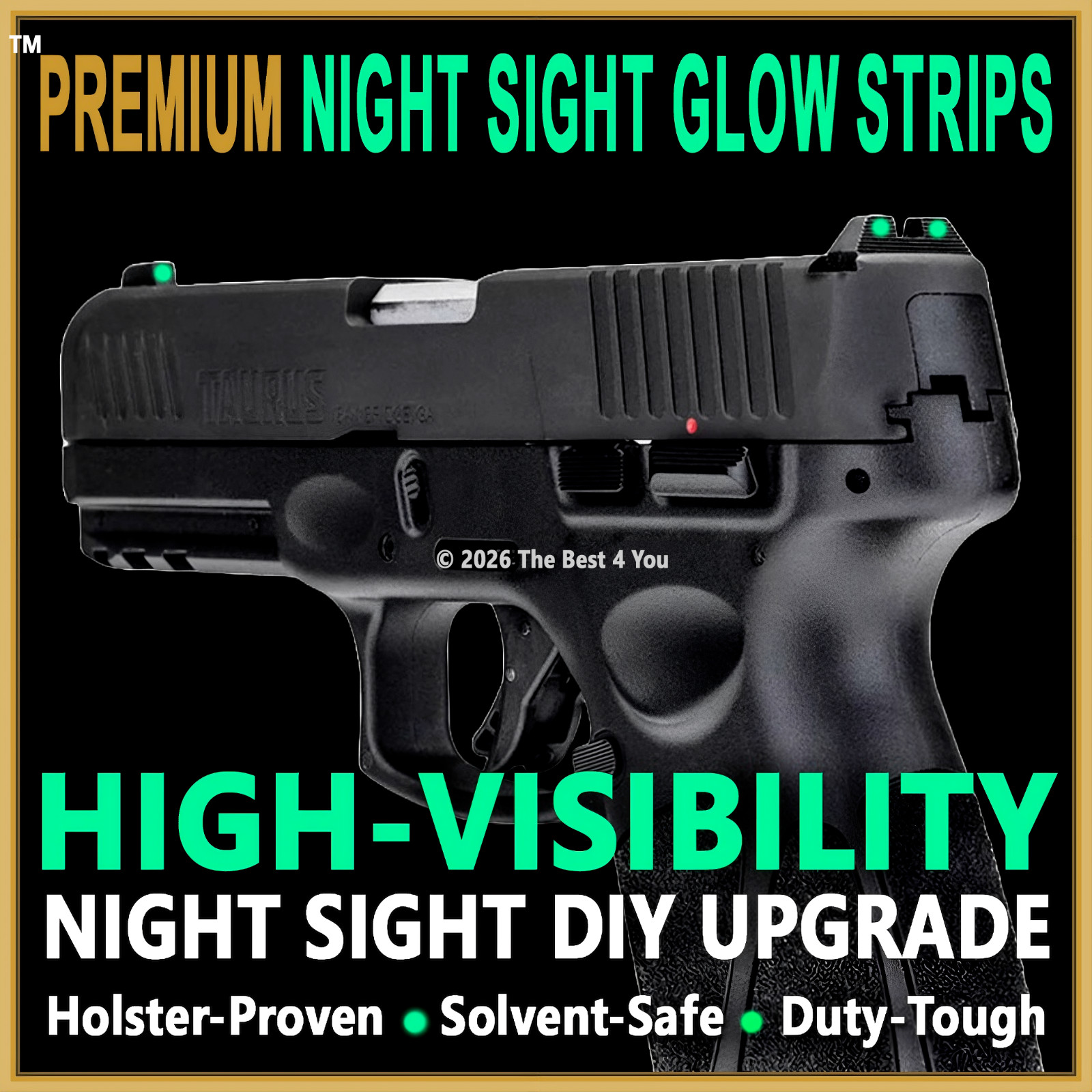 TAURUS GL🟢W in DARK… Night Sights DIY Upgrade… G2C G3C G3 GX4 TX22 709 PT111…