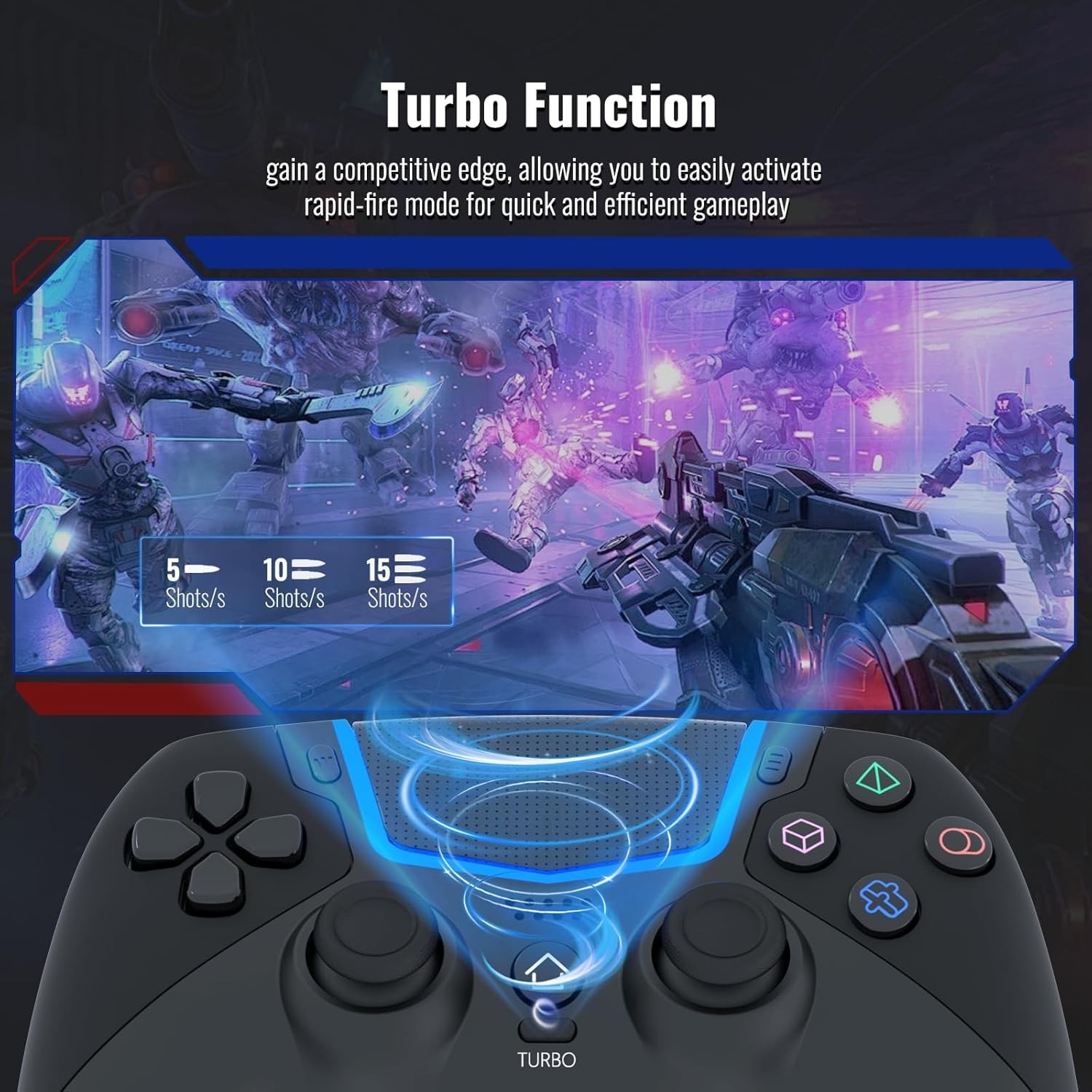 Ergonomic PS5/PC Gaming Controller with Hall Effect Joysticks & Touchpad - Black