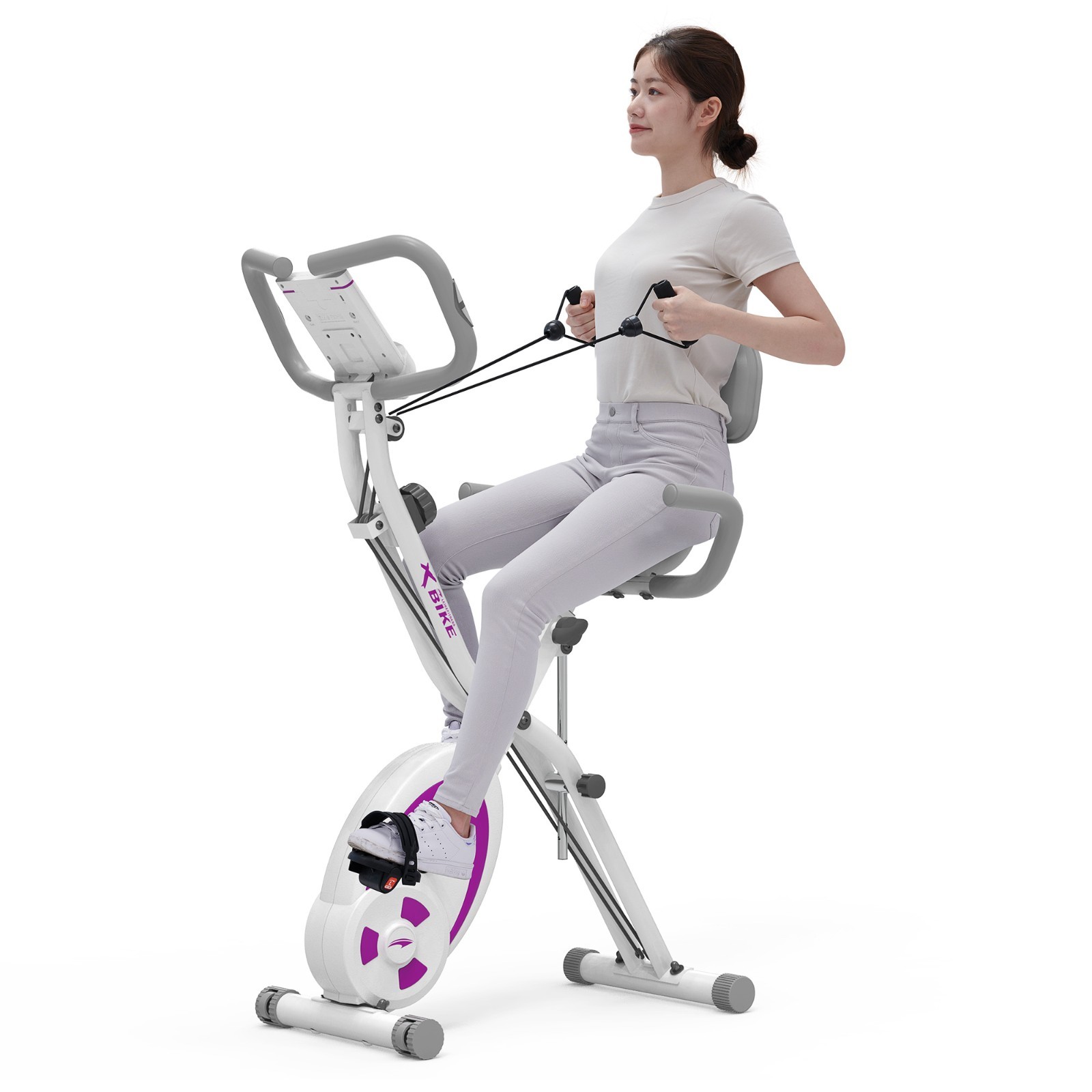 Folding Upright Exercise Bike LCD Heart Pulse Display US Stock