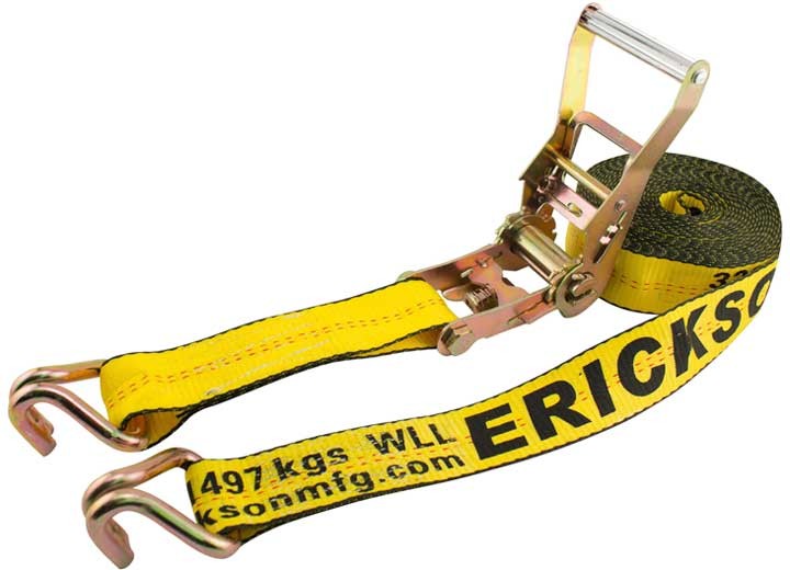 Erickson 78627 2" x 27' 10,000lb Ratchet Strap w/Dbl J-Hooks w/Steel Handle