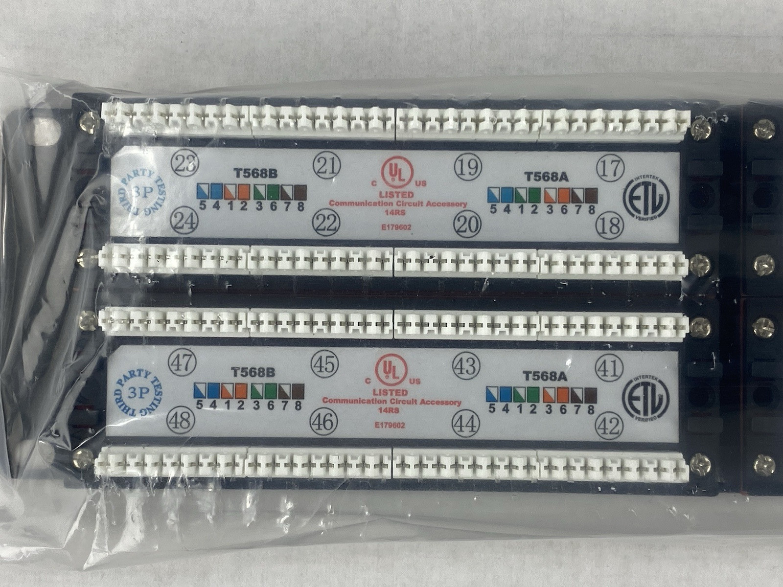 Cat 6 180° Unshielded Patch Panel, 110 Type IDC with 48 Ports