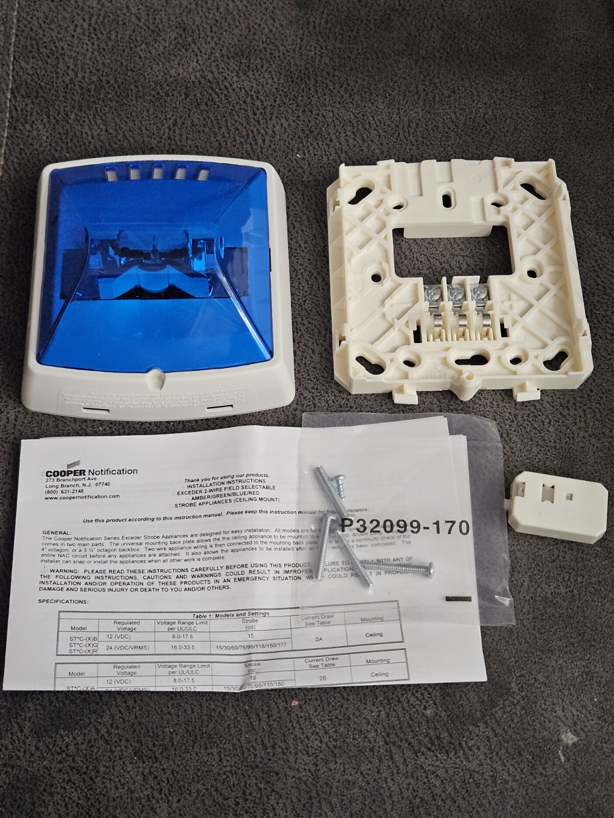 Wheelock STW-NB - Strobe 12/24 VDC 8 Candela Settings Wall White, Blue Lens