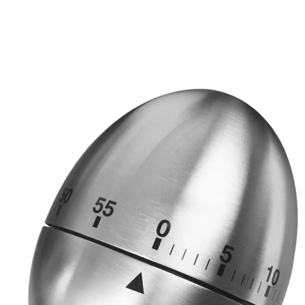 NEW Stainless Steel Creative Mechanical Rotate Timer Egg Shape Manual Countdown