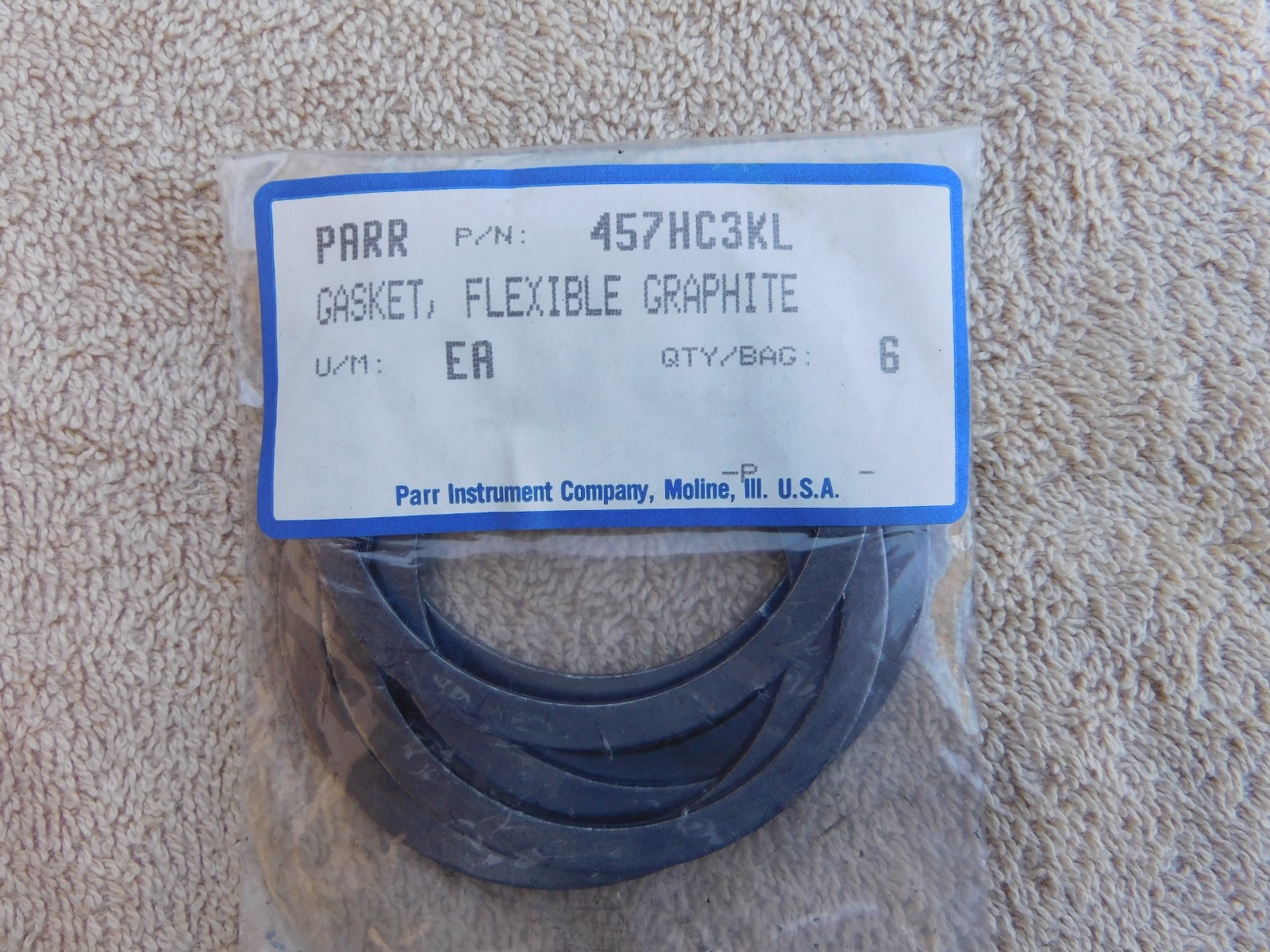 3.00 OD High-Heat Graphite Gasket Vacuum Chamber Sealing PARR 457HC3KL