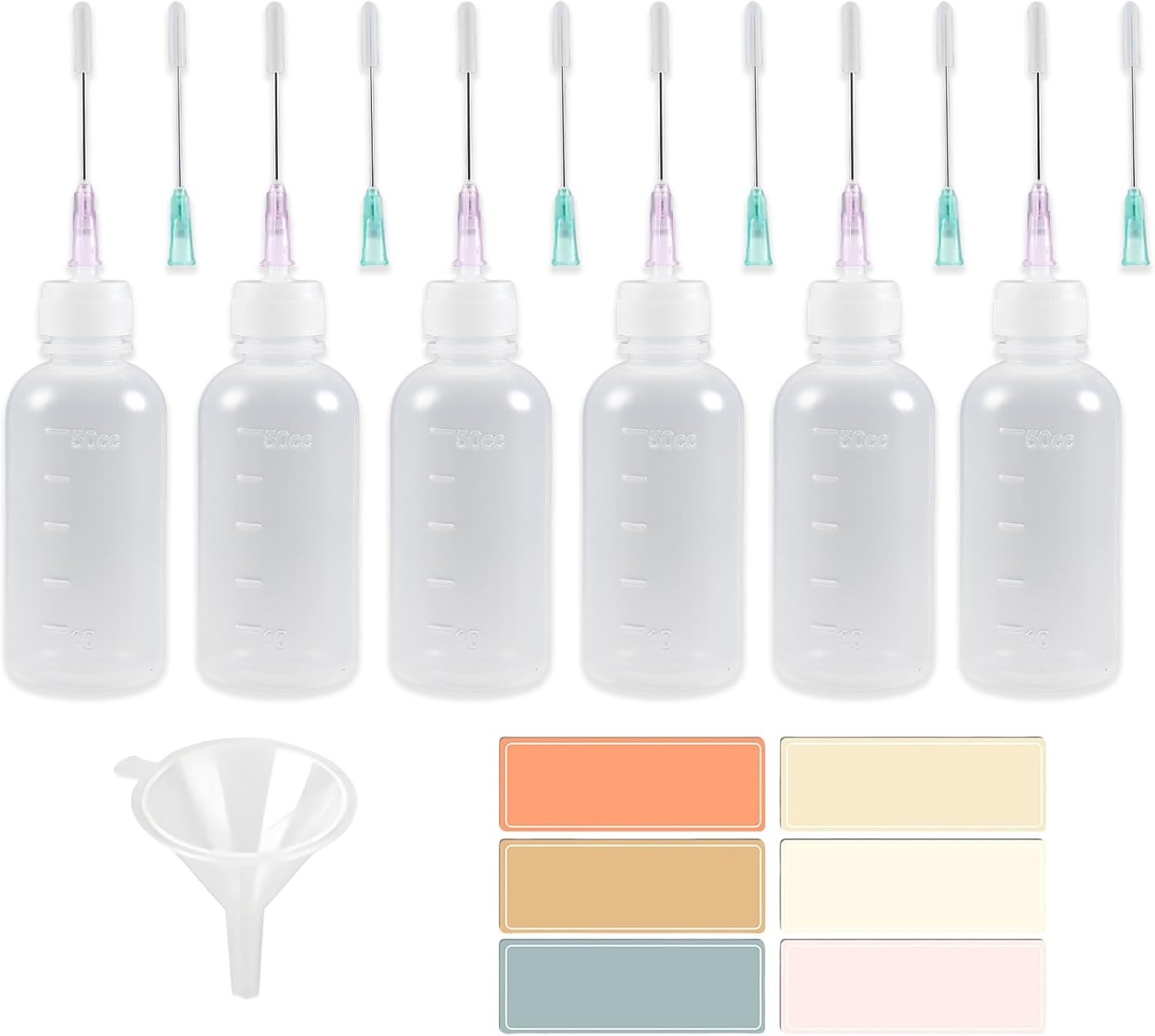 6 Pack Needle Tip Squeeze Bottle 50mL,Precision Gun Oil Bottle, Needle Oiler