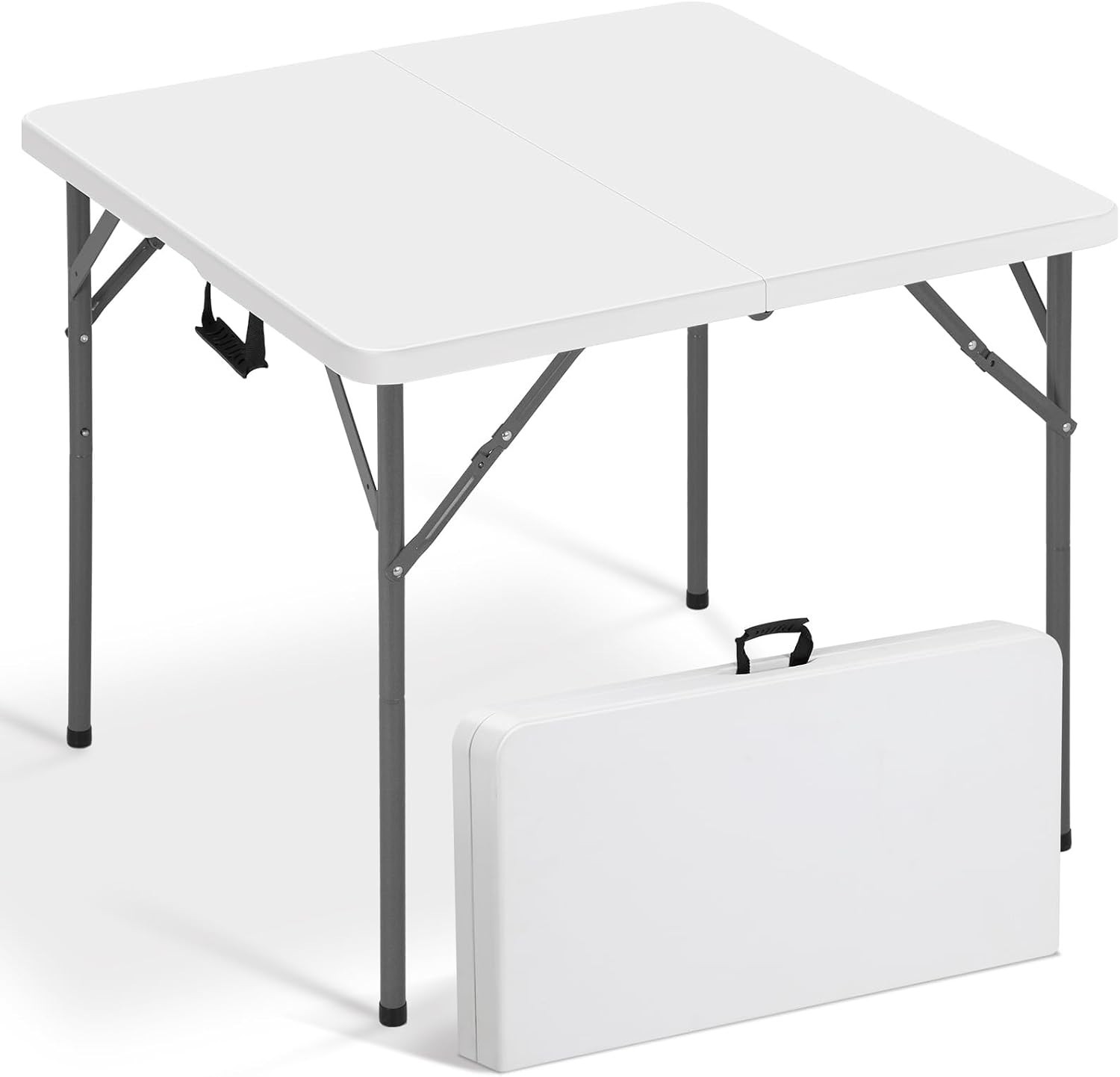 34" Square Folding Table Fold-in-Half Utility Dining Portable Table Heavy Duty
