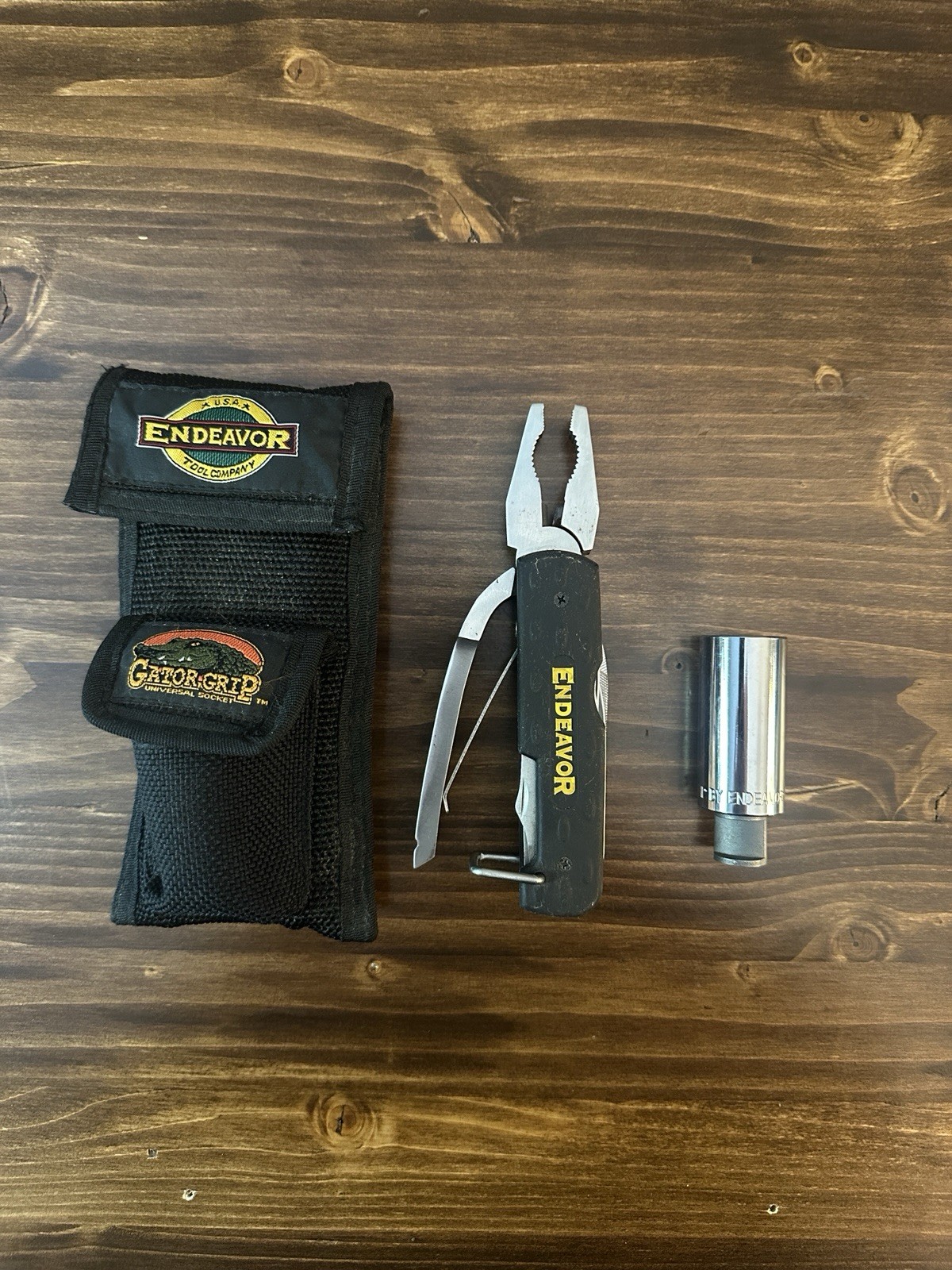 Endeavor Multi Tool w/ Pliers + Gator Grip Universal Socket & Case Bundle