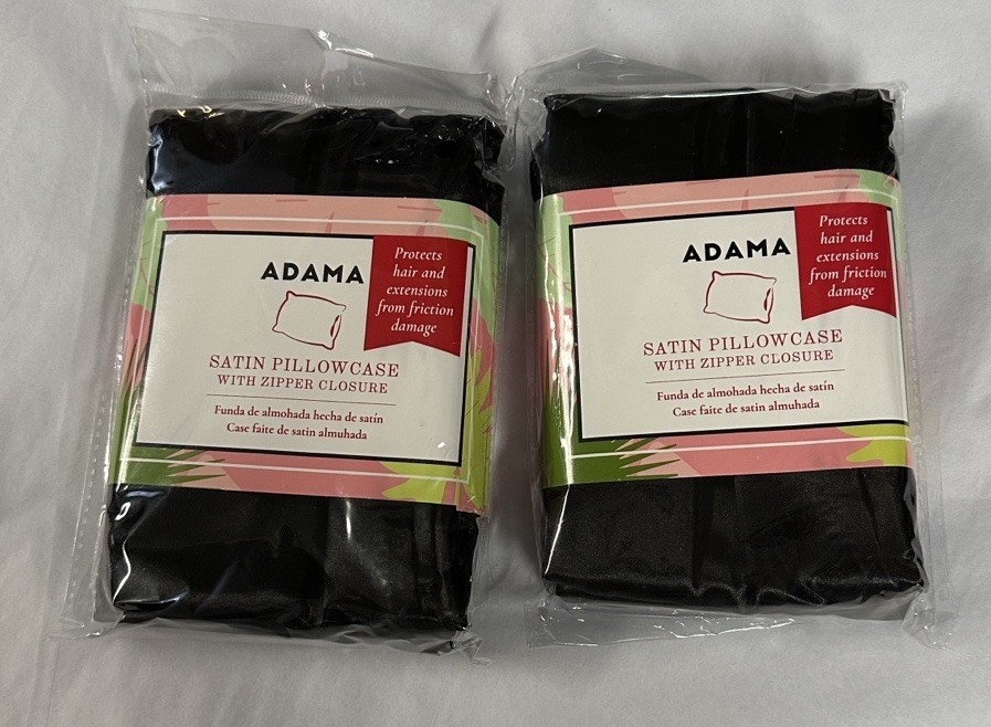Adama Pillowcases 2 Pack Satin With Zipper Best for Hair Skin Black 22”