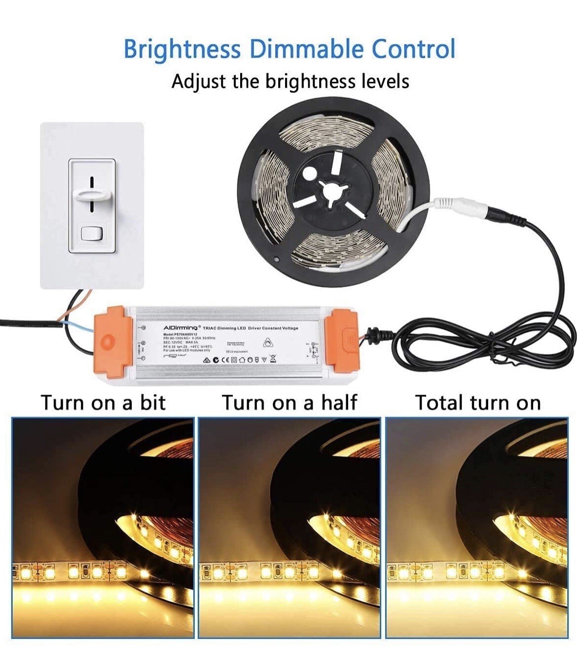 triac Led Driver 12v DC 60w quiet universal regulated Transformer Dimmable