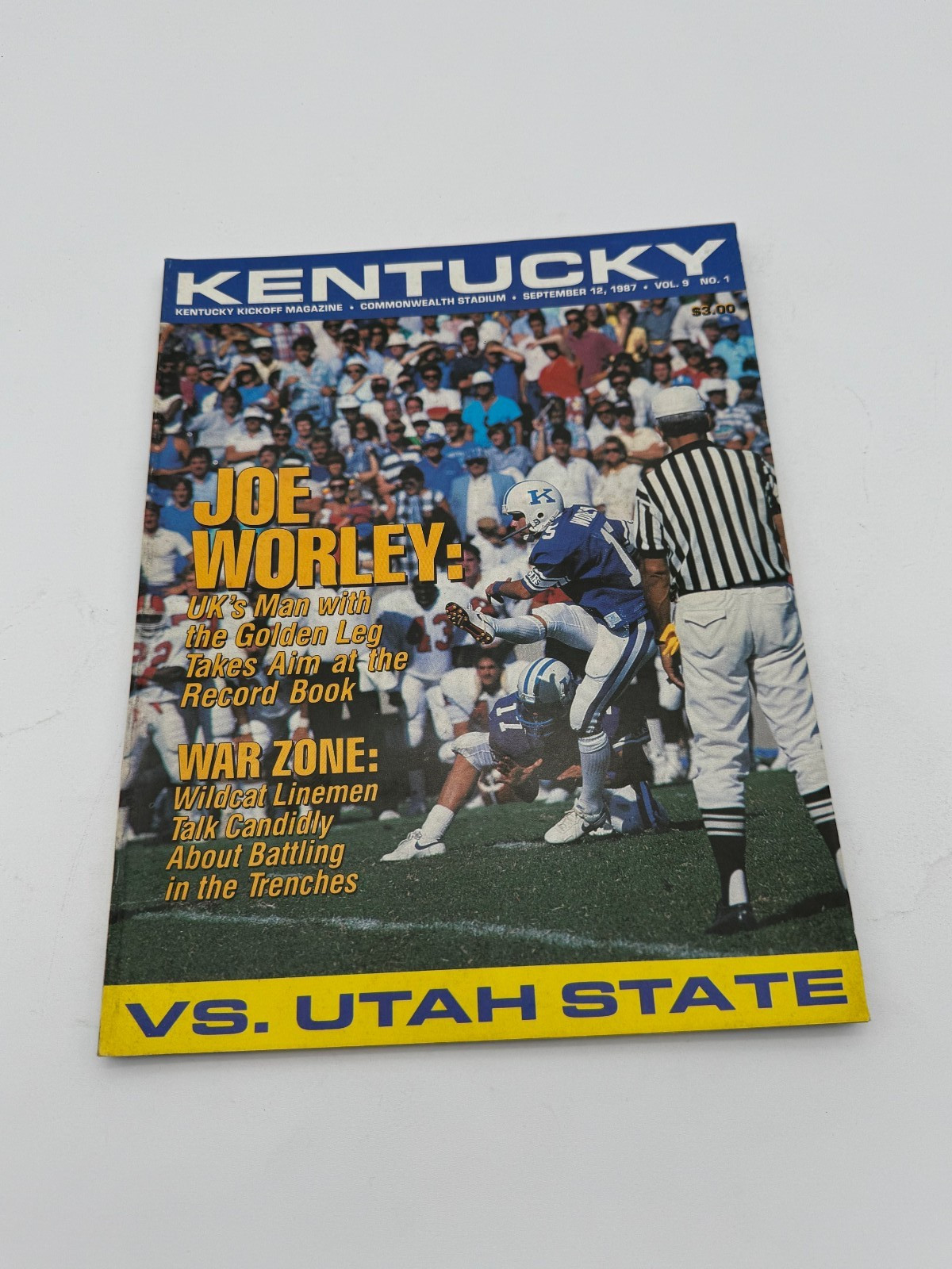1987 Kentucky Wildcats Utah State Aggies Football Program Joe Worley 9/12