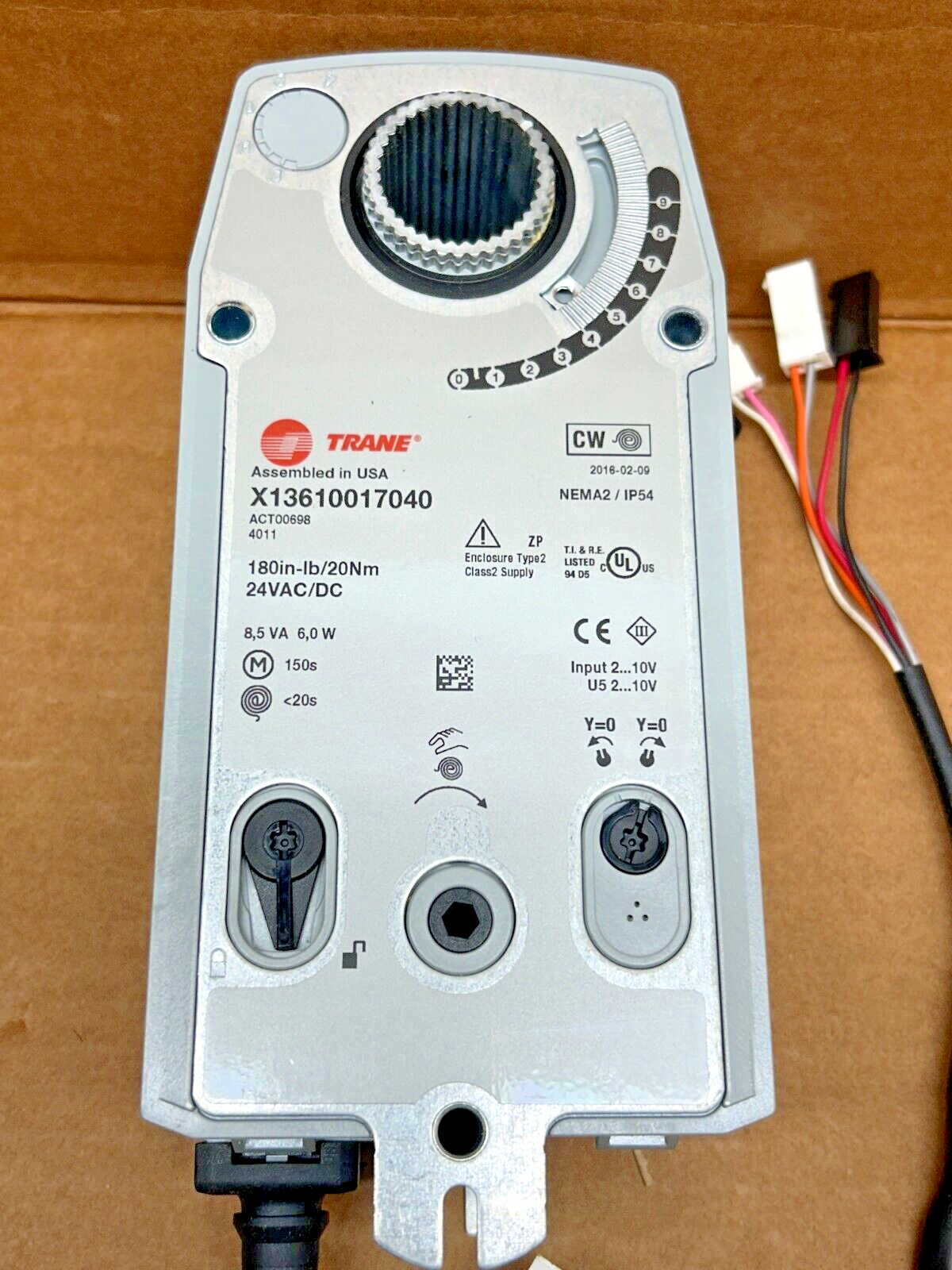 TRANE ACT00698, ROTARY ACTUATOR X13610017040 SPRING RETURN