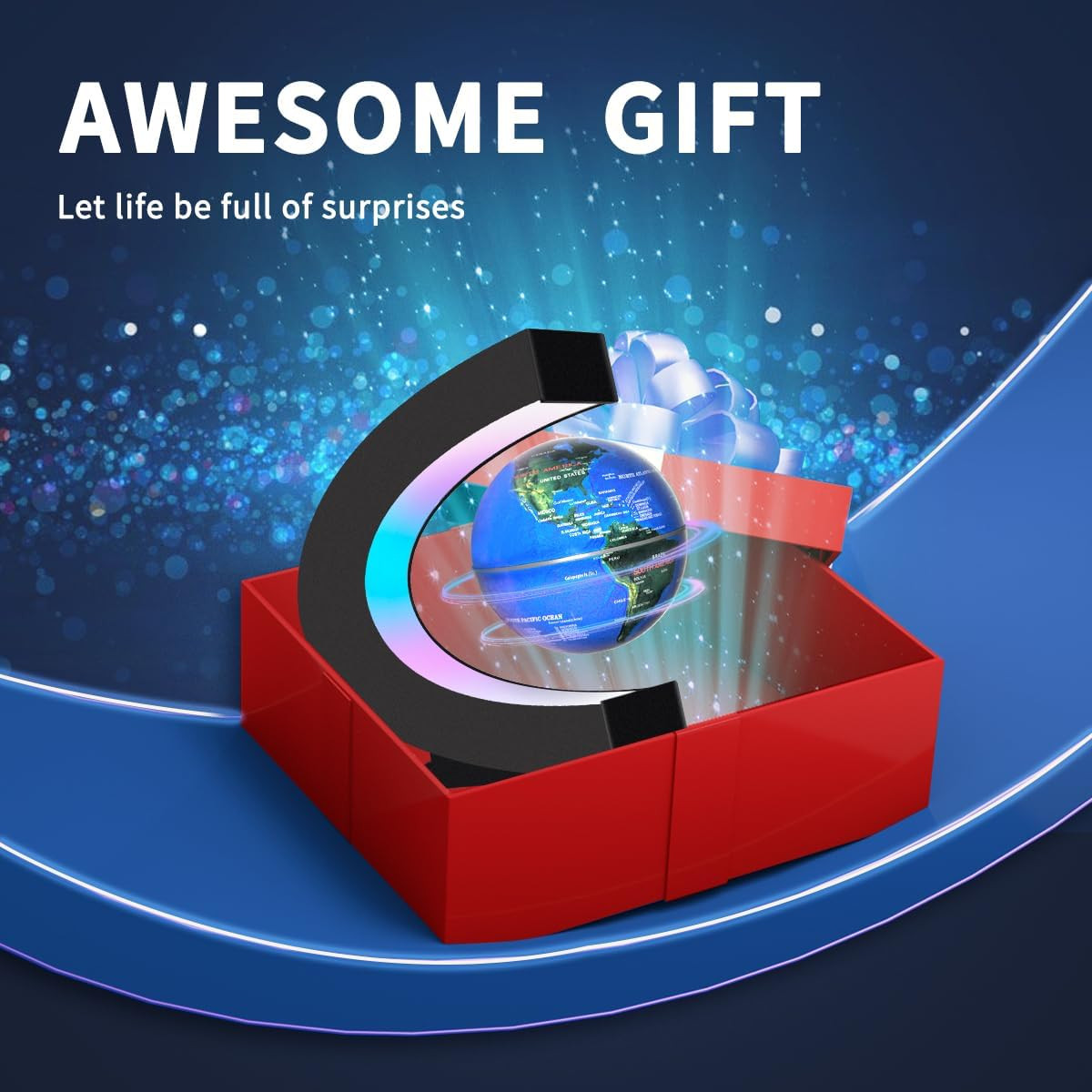 Magnetic Levitating Floating Globe with LED Lights Cool Gadgets C Frame Globe