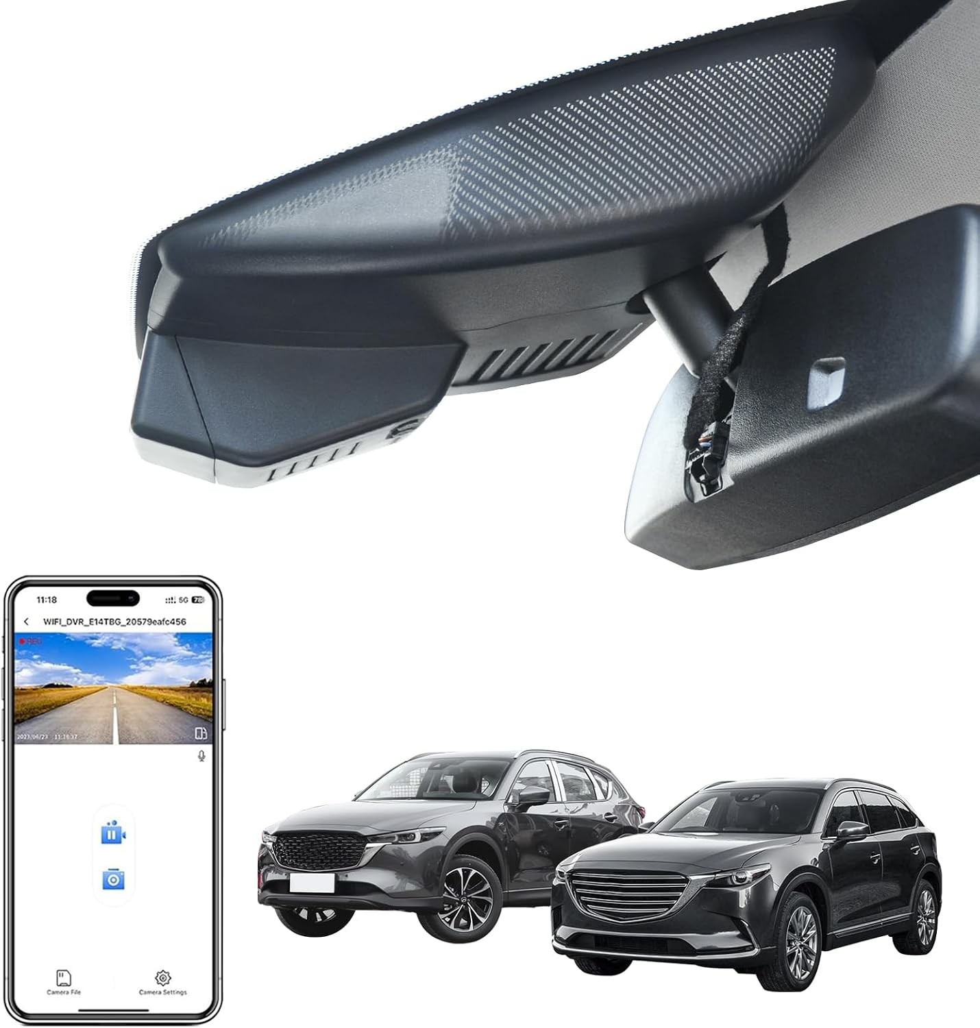 Front 4K/Rear 1080p Dash Cam for Mazda CX5 2019-2025 & CX-9 2020-2023 WiFi GPS