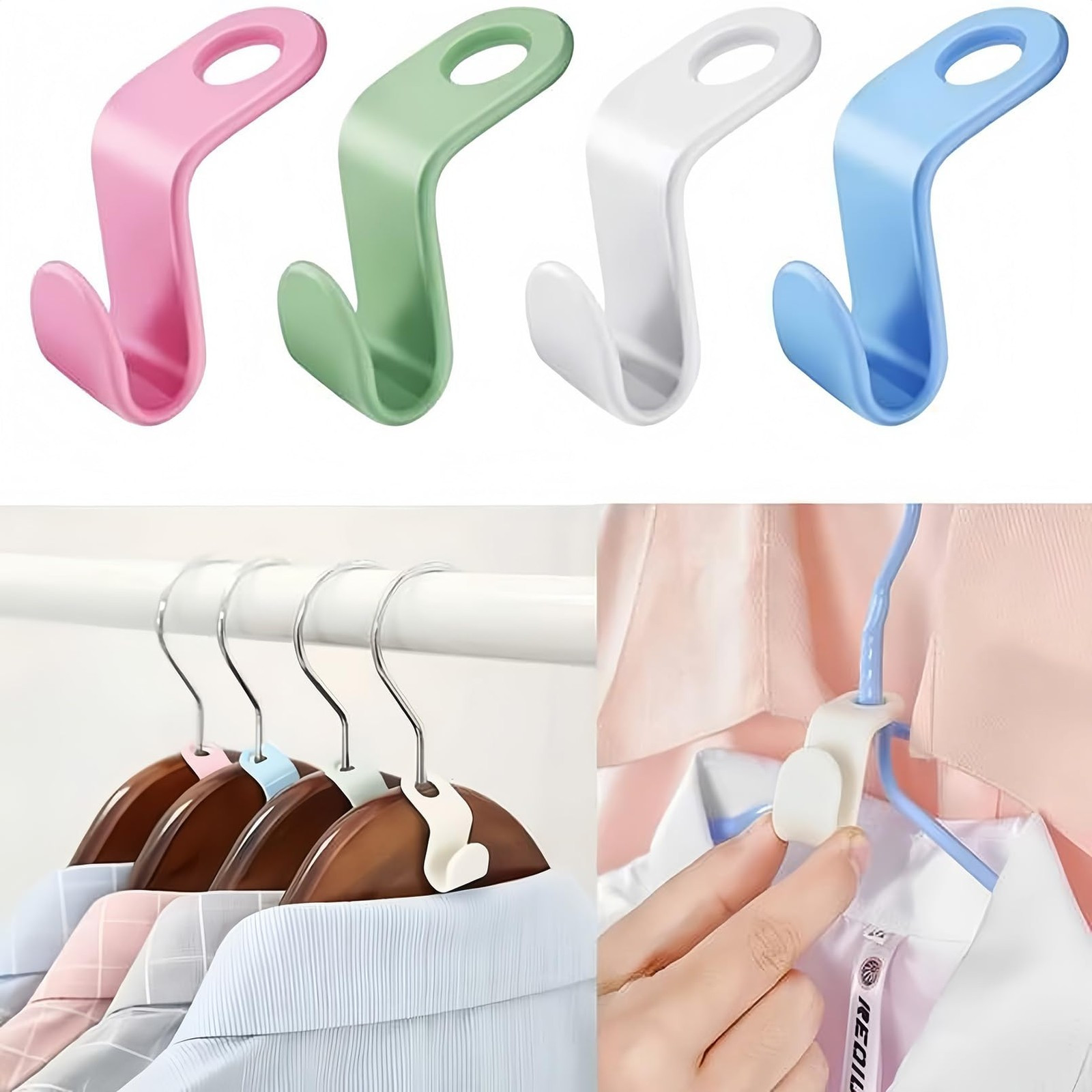 50 Pcs Space Saving Clothes Hanger Connectors Extender Hooks for Closet