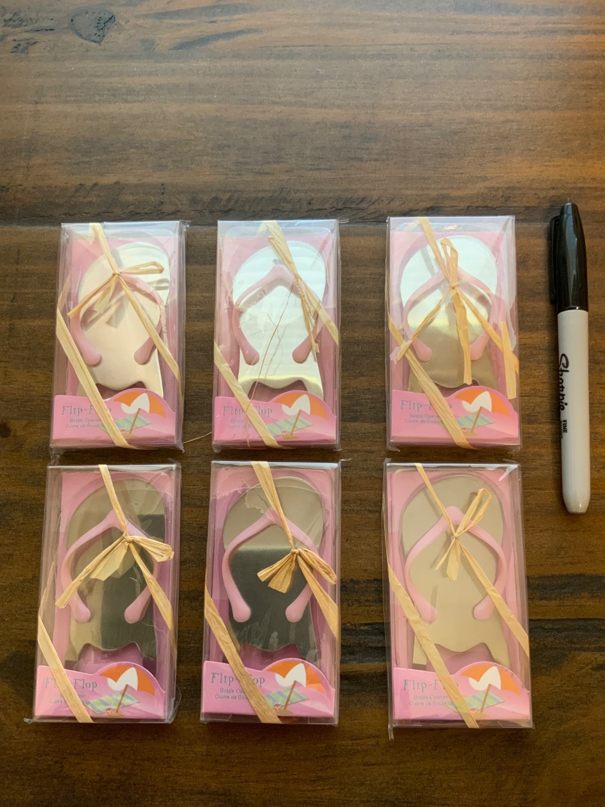 NIP Lot of 6 Single Metal and Pink Strap Bottle Opener W/Free Shipping