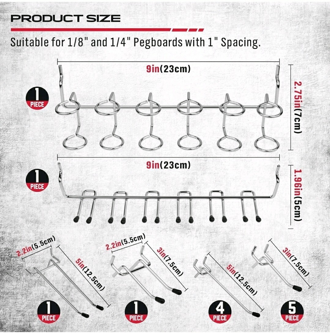 121 Pcs Pegboard Hook Assortment PegBoard Accessories, PegBoard Hooks, Pegboard