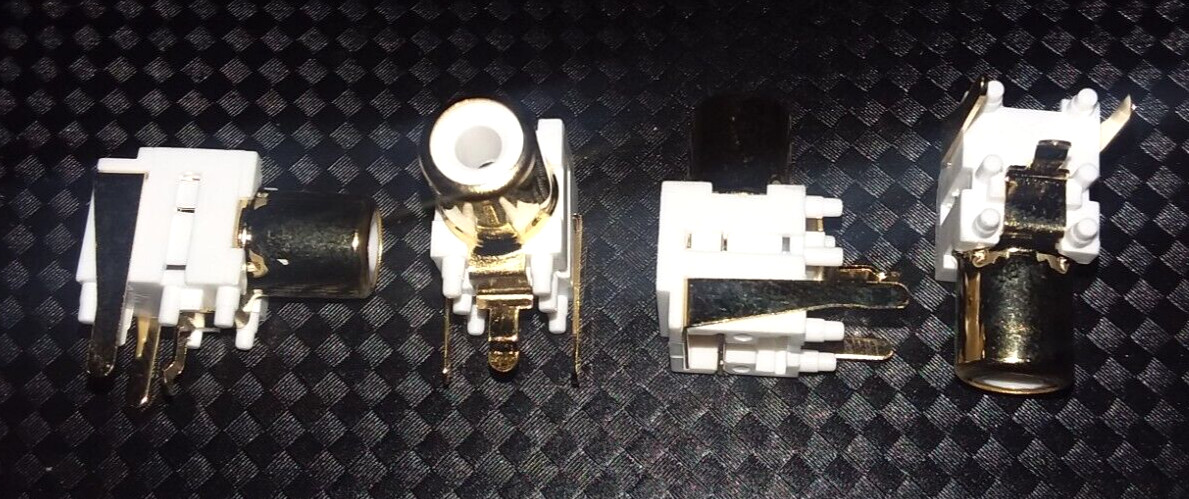 10pcs RCA Audio Phono Jack Right Angle PCB Panel Mount White Gold Plated