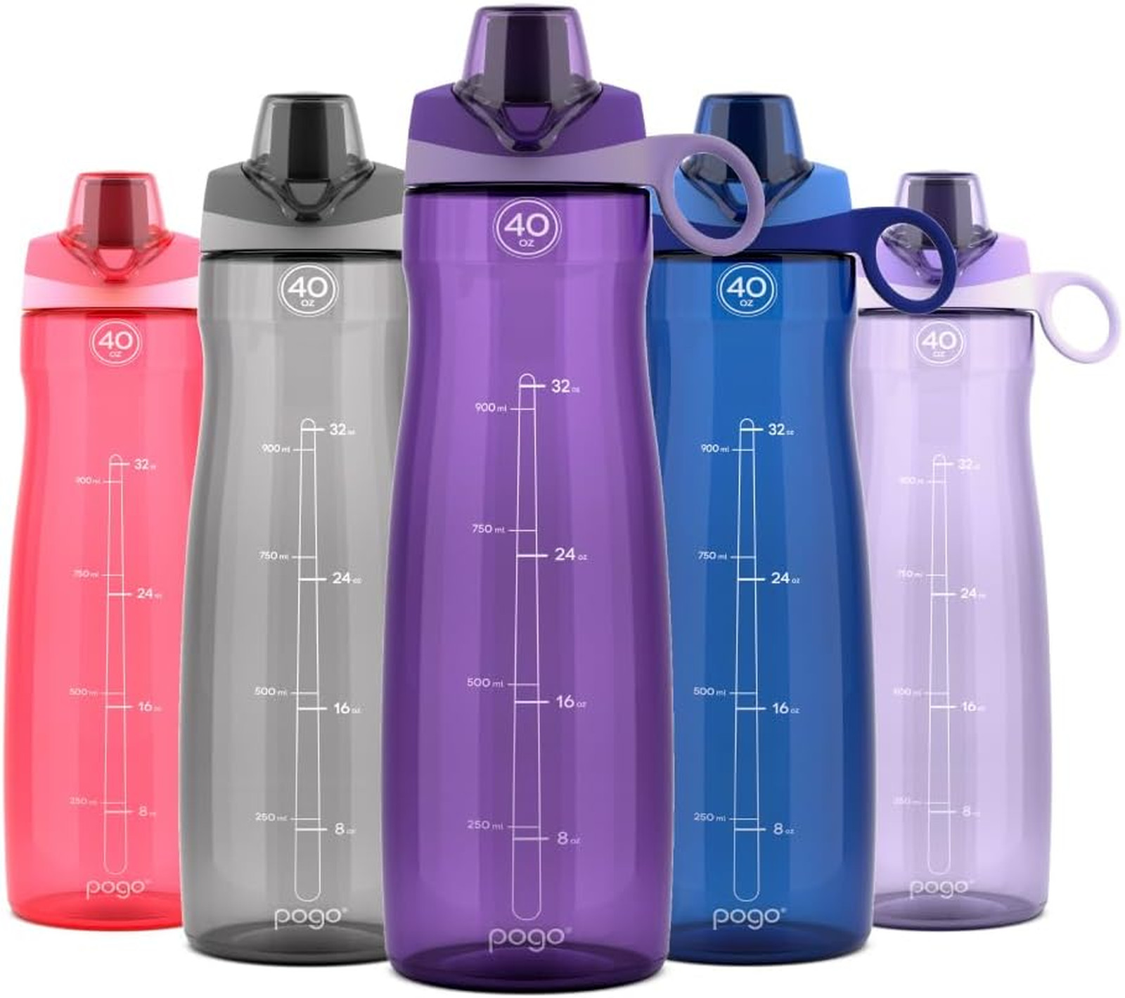 BPA-Free Tritan Plastic Water Bottle 40 Oz with Chug Lid Leakproof Travel Purple