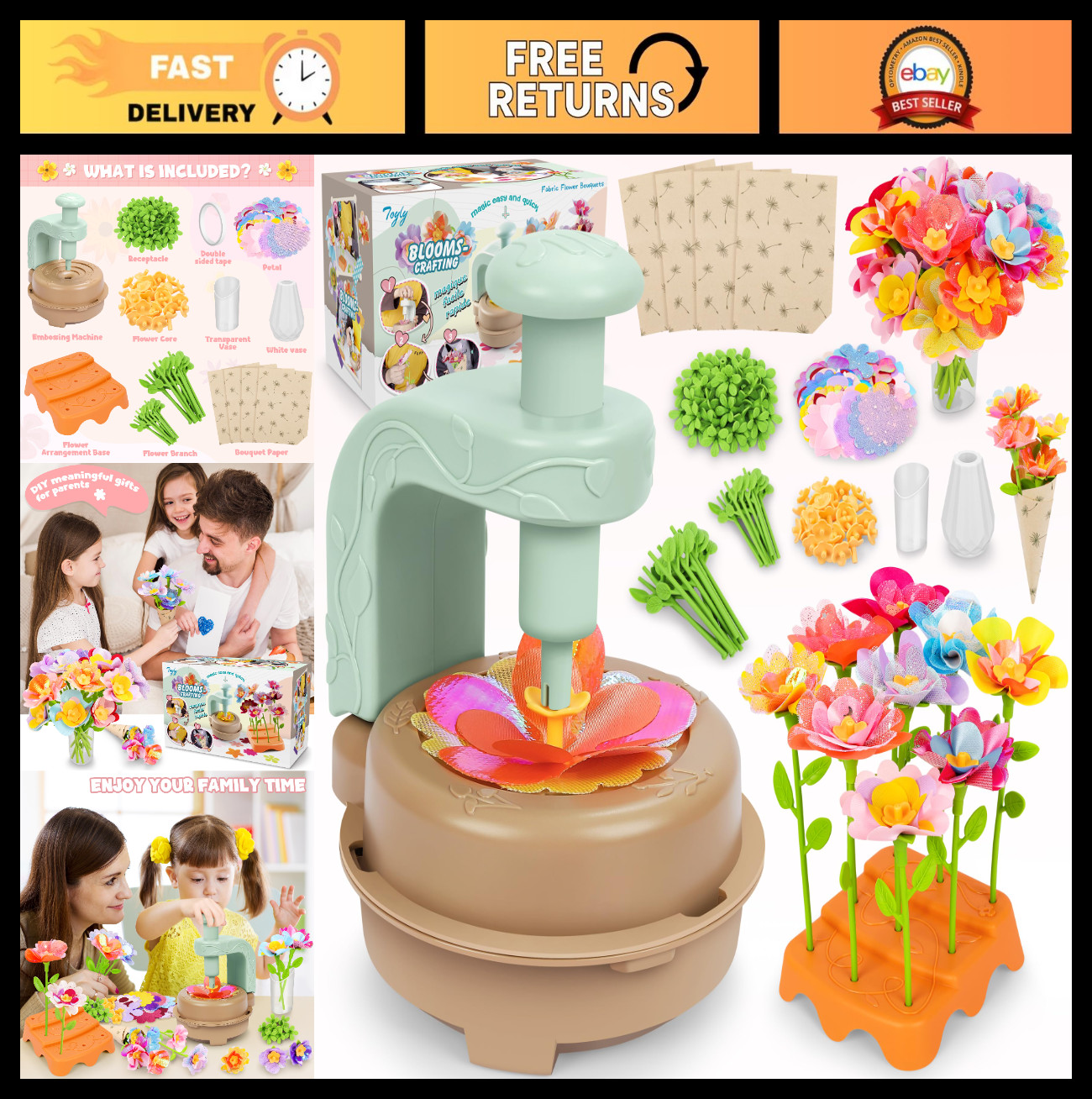 DIY Fabric Flower Bouquet Craft Kit - Educational Toy for Girls 4+ | Arts & Craf