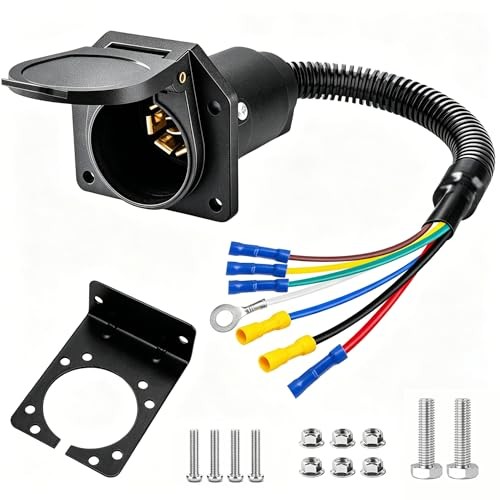 ,7 Way Trailer Light Connector Socket,7 Prong Electrical 7 Pin Trailer Plug