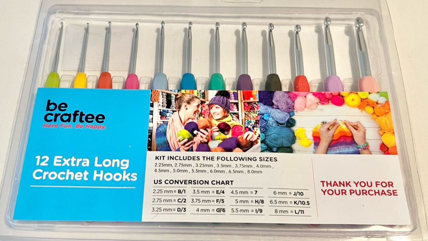 Crochet Hooks Be Craftee Kit 12 Extra Long Multiple Sizes Hobby Arts & Crafts