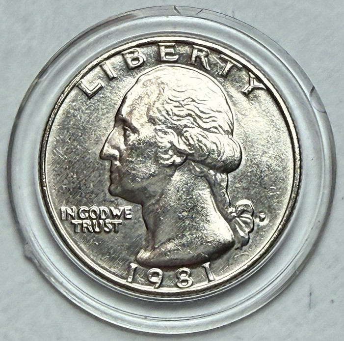 1981-P GEM BU Washington 25c ~ Blob Mintmark Almost Like D ~ Lustrous ~ U81