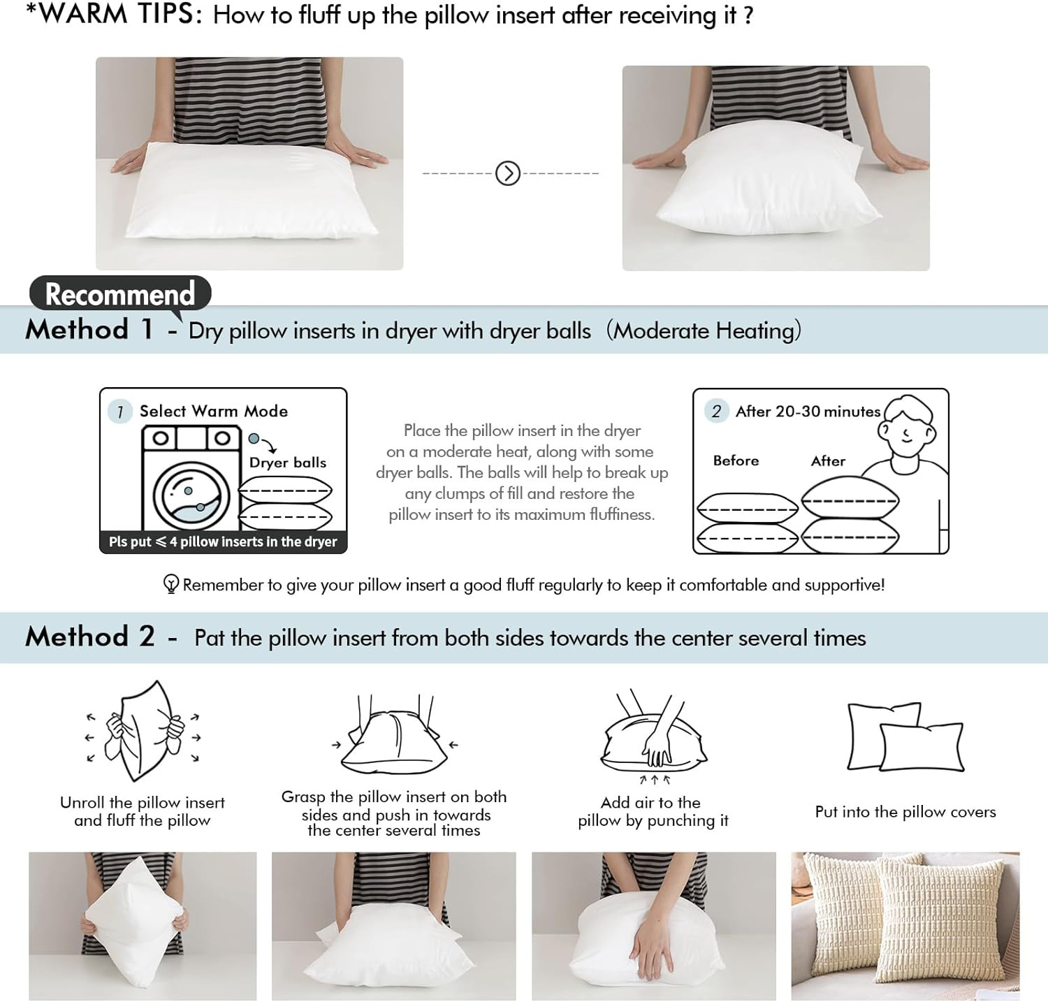 Pillow Inserts 18X18 (Pack of 4,White), down Feather Throw Pillow Inserts, Pr...