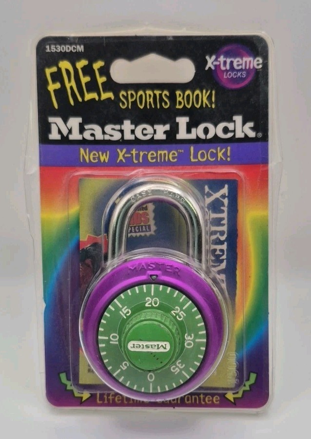 Vintage Master Lock Purple & Green Combination Lock 1997 NEW 1530DCM