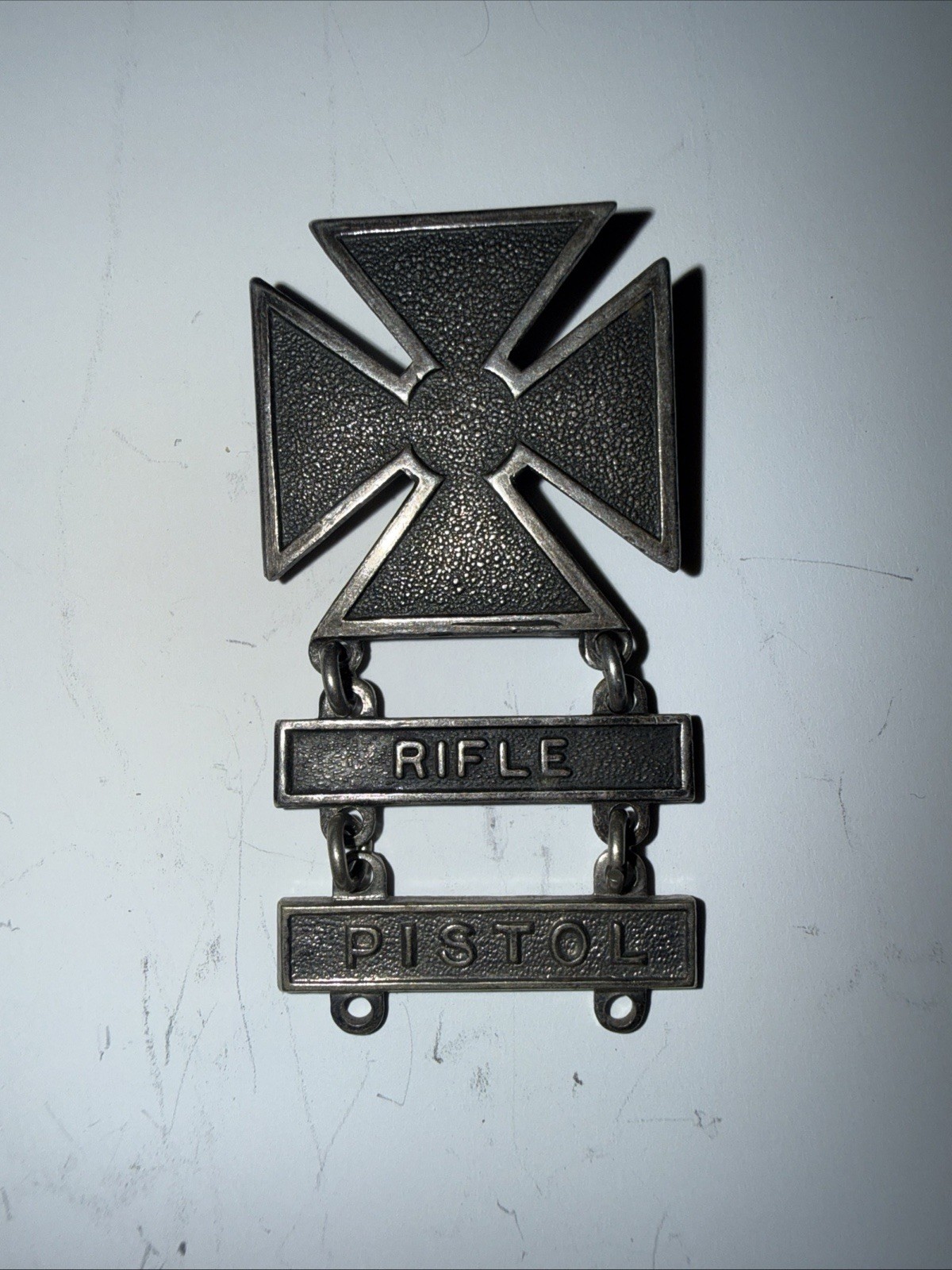 Vintage Army Marksman Iron Cross Pin With Rifle And Pistol Bar