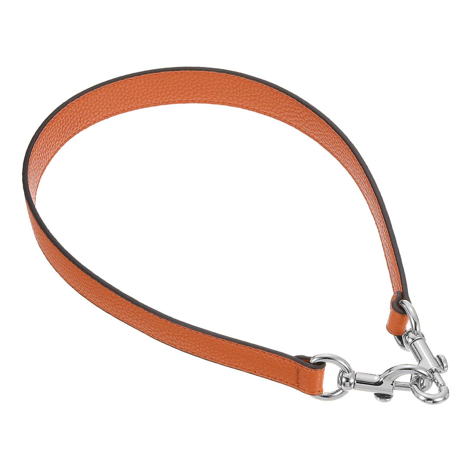 25.59 Inch PU Leather Short Bag Strap with Clasp, Orange, Silver Buckle