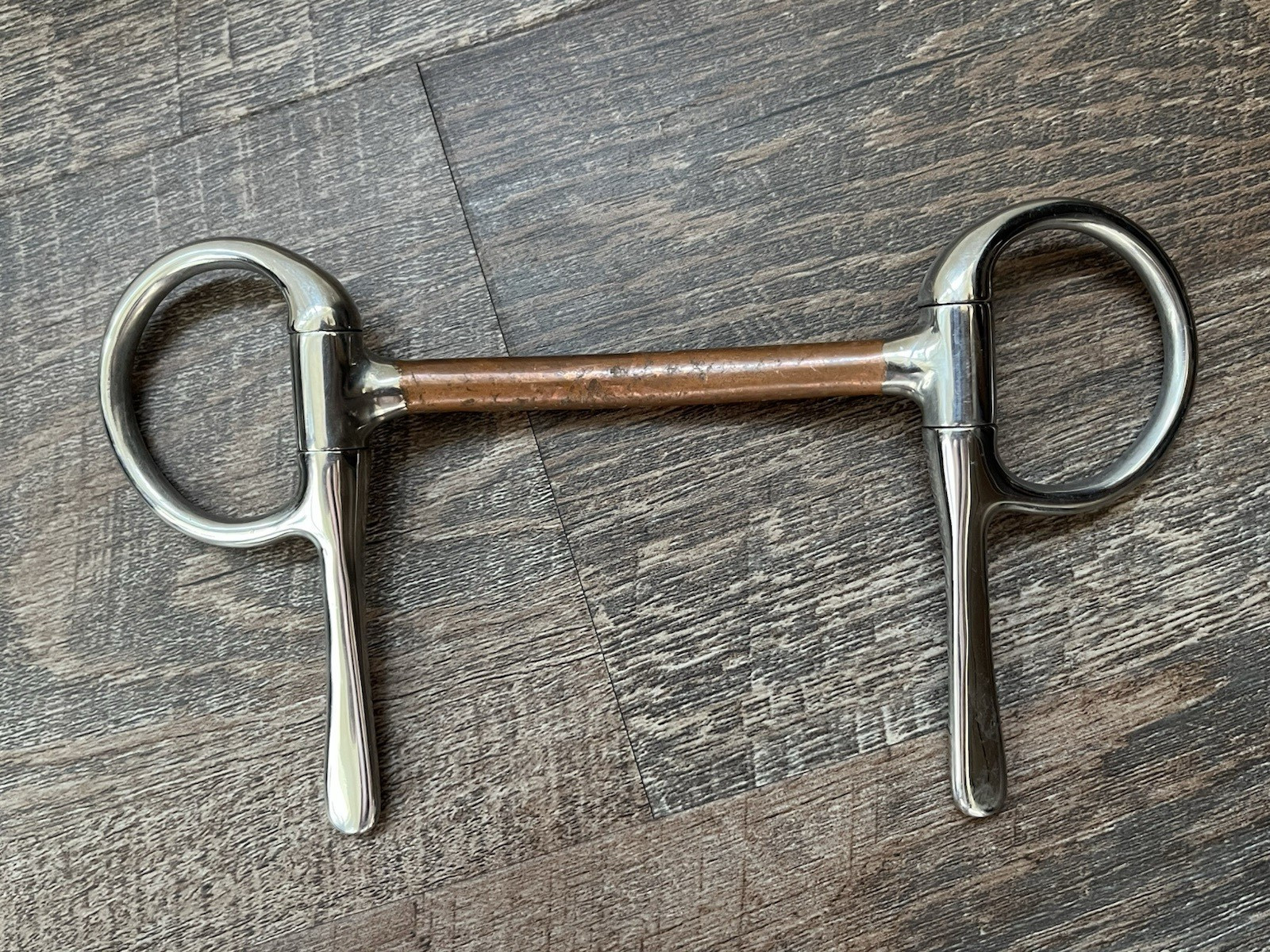 Cornet Stainless Steel Drop Cheek Smooth Copper Mouth Bit, 4" cheeks.  Arabian