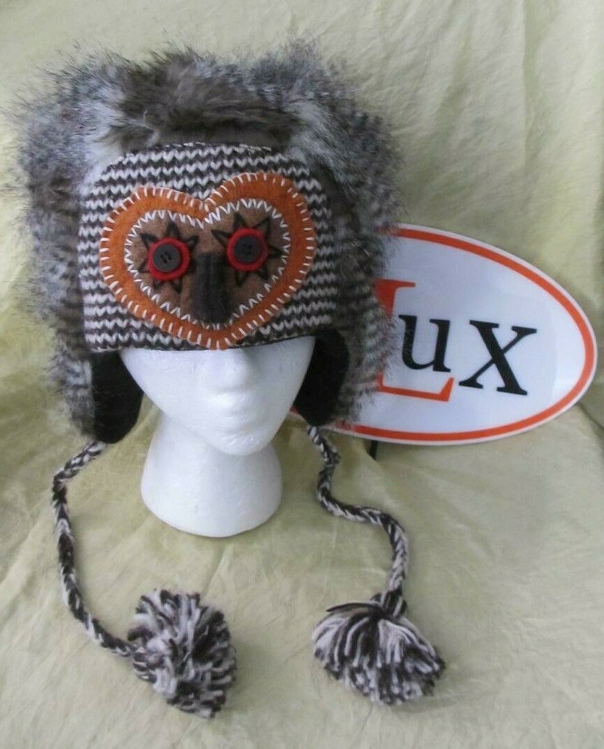 Grey crafty owl monster fur RARE deLux Knit ADULT Halloween costume FLEECE LINED