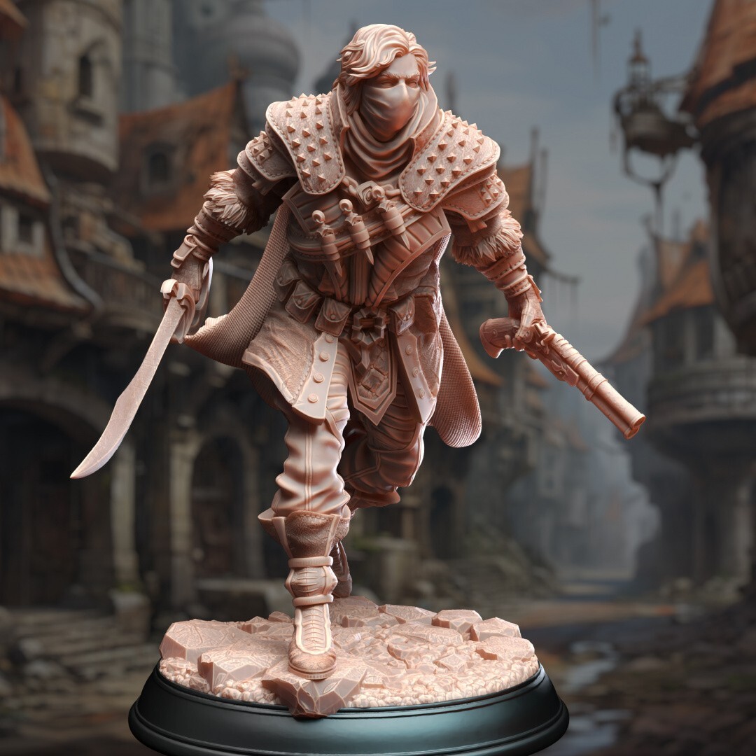 Derrick the Fin Bandit Boss Human Rogue Miniature | D&D DnD