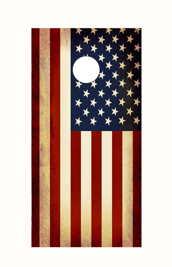 American Flag Cornhole Wraps Rustic Red White Blue 2 Adhesive Vinyl Sheets
