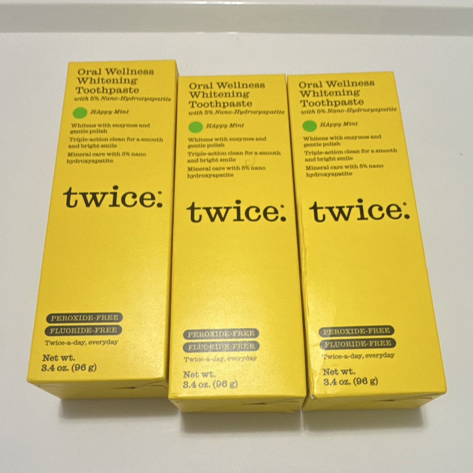 Twice Oral Wellness Whitening Toothpaste Happy Mint 3 Pack 3.4oz New Sealed