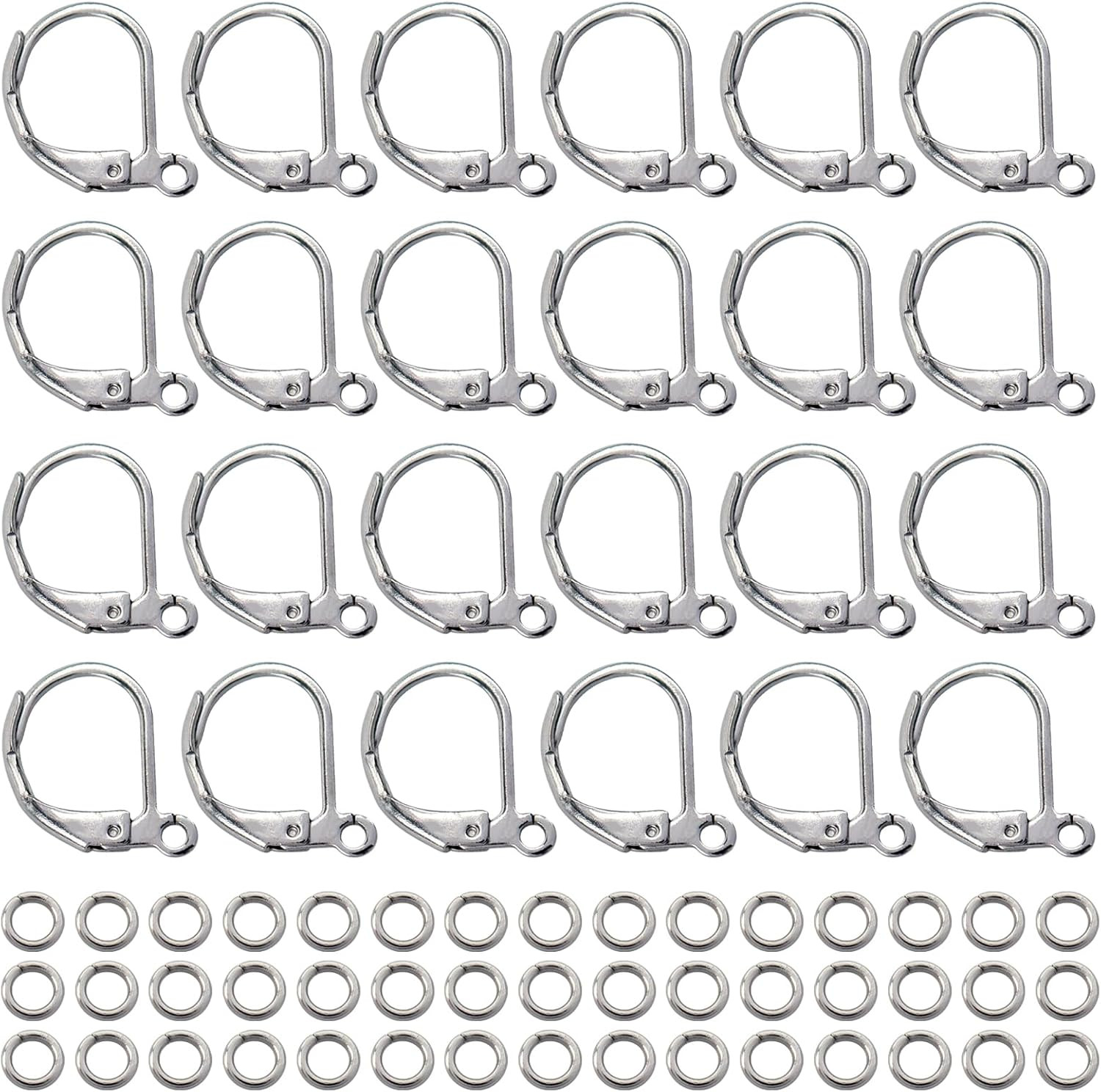 100Pcs Stainless Steel Lever Back Earring Kit Clasps Leverback French Earring Ho