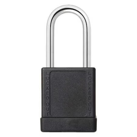 Zoro Select 48Jr97 Lockout Padlock, Keyed Different, Aluminum, Black, 1 1/2 In,