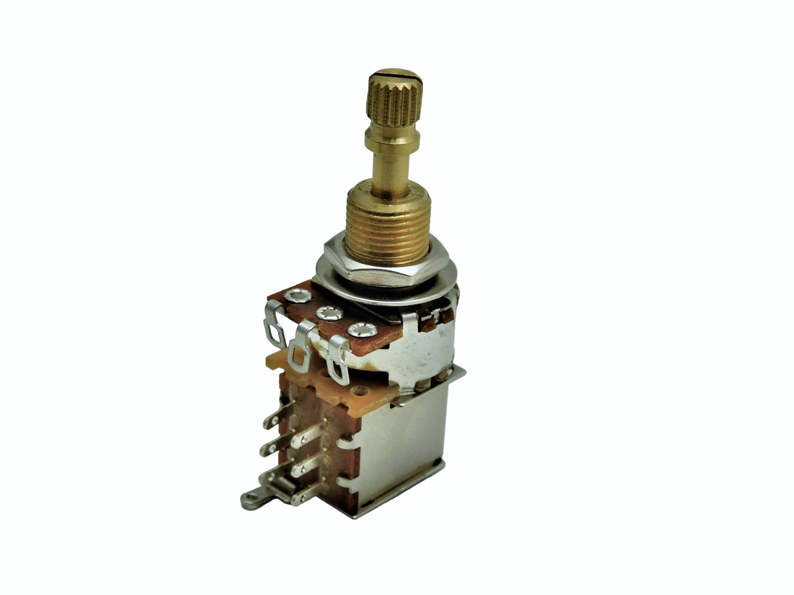 A500k PUSH PUSH SHORT SPLIT SHAFT AUDIO TAPER POTENTIOMETER DPDT