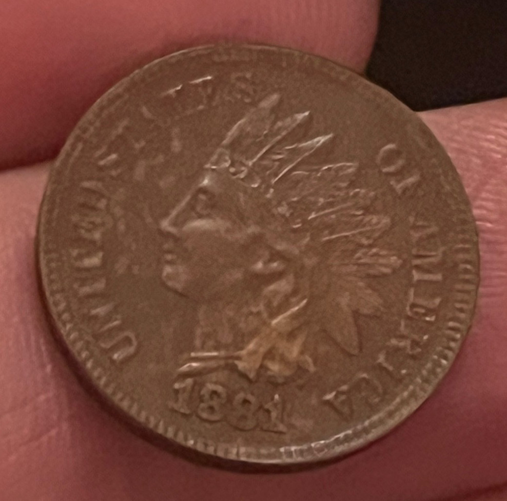 1881 Indian head cent, choice About Uncirculated /brown