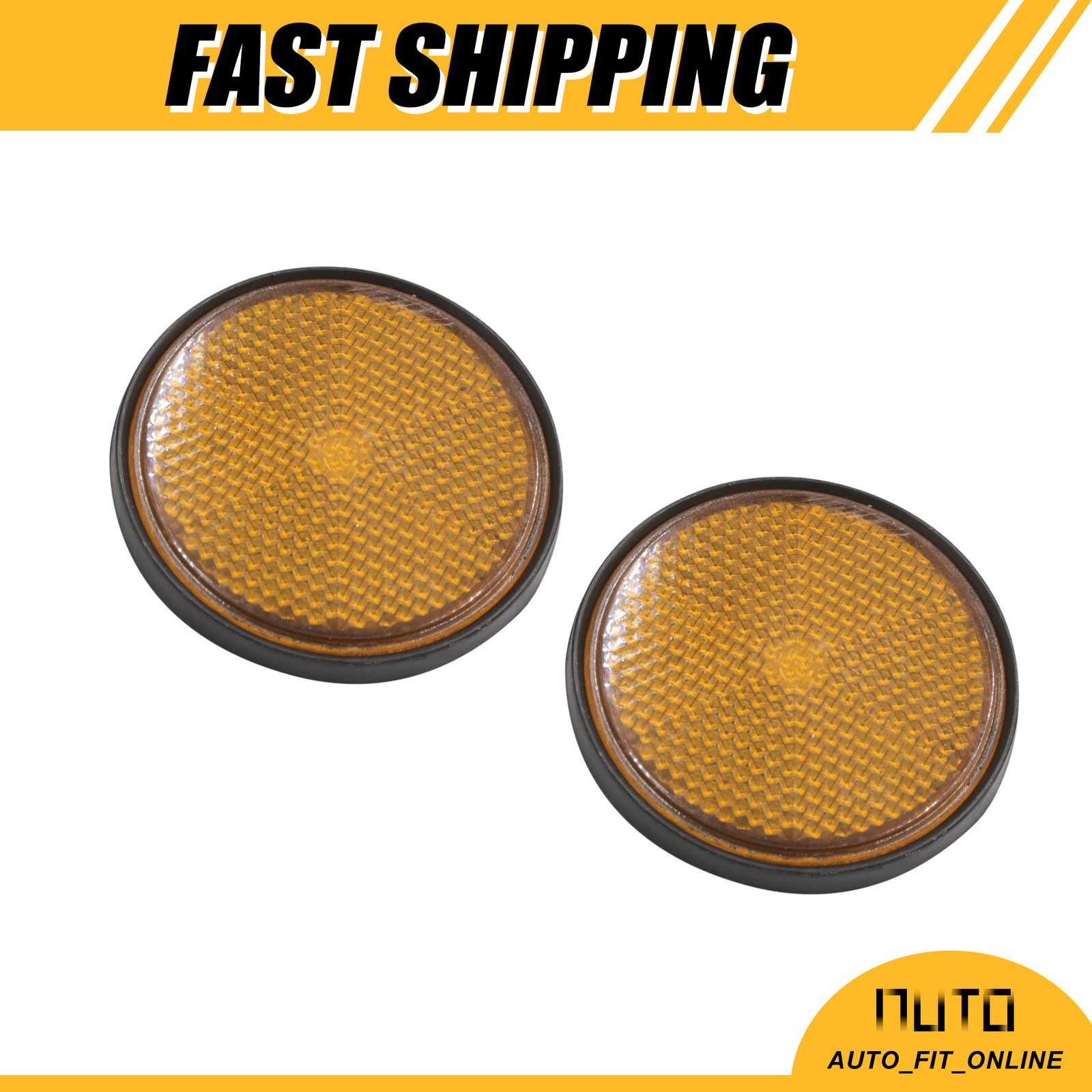 TWO 2.2 Inch Dia Motorcycle Scooter ATV Round Reflective Reflectors Universal