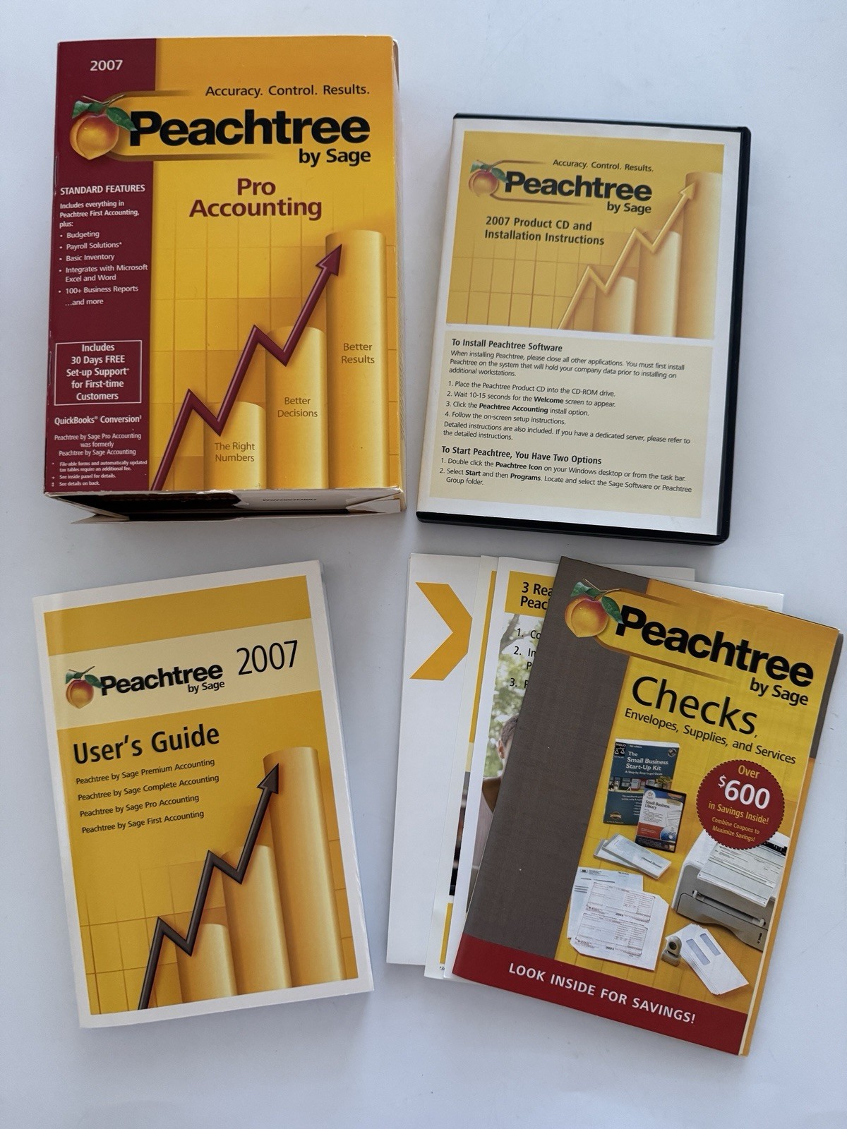 Peachtree by Sage Pro Accounting 2007 CD w/ Box & Manuals