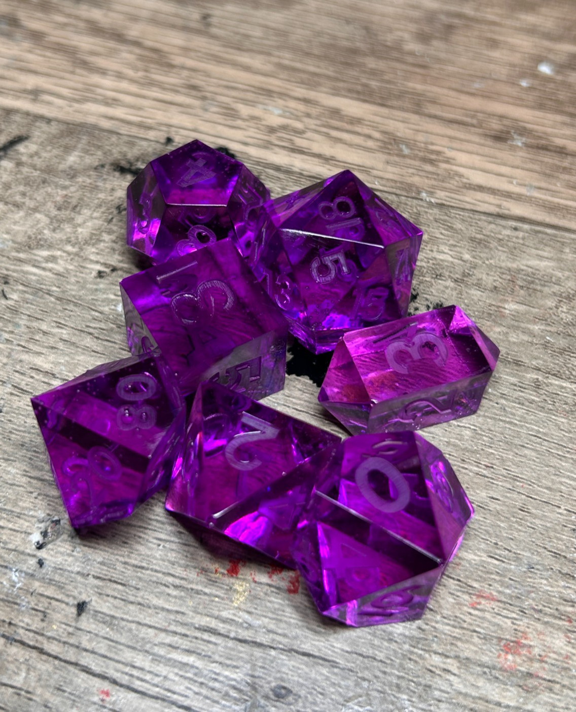 RAW* Dice: Purple Agate _ Resin-Cast Dice Set  *See Description* Handmade D&D