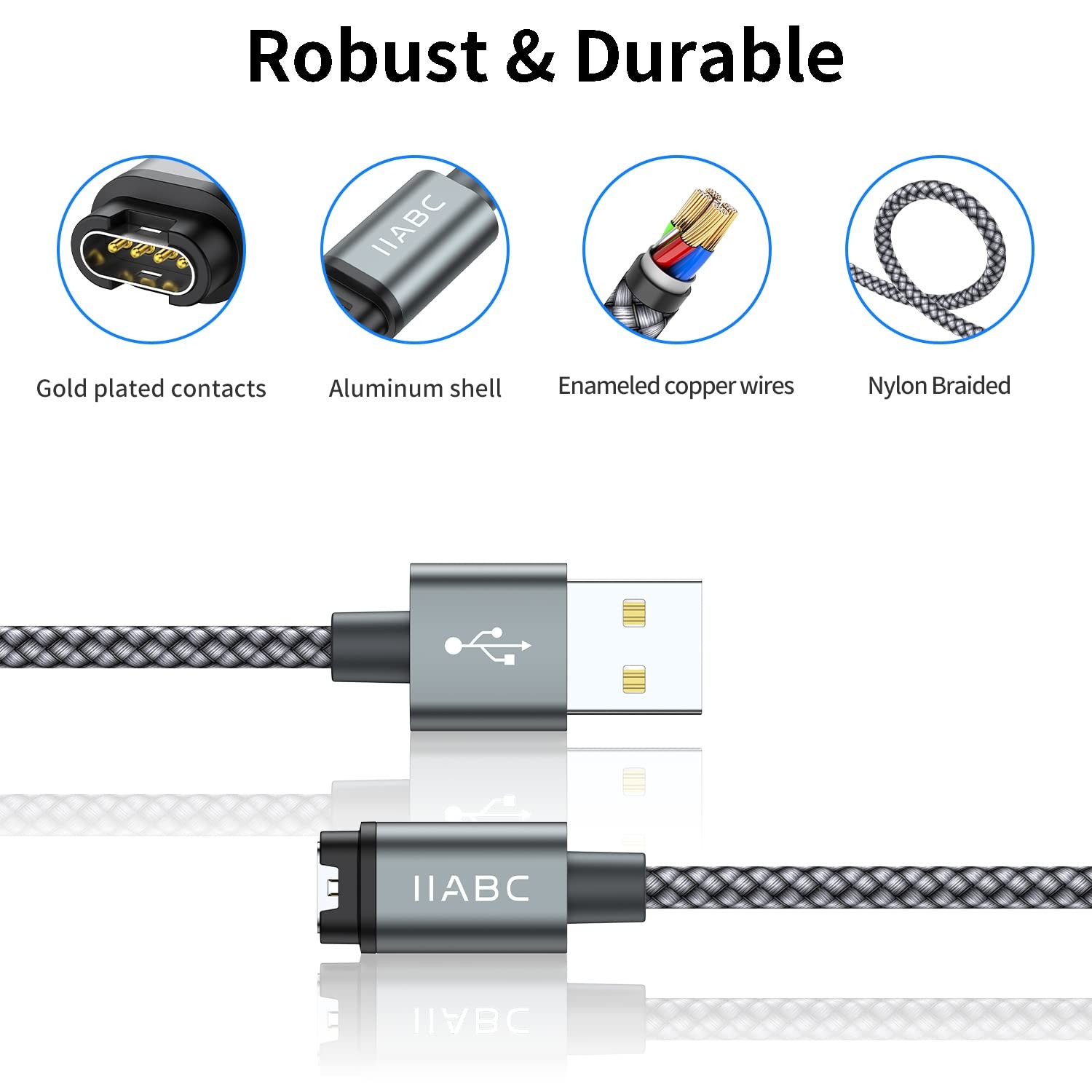 Charger Cable Compatible with Garmin Watch, 2Pack 3.3FT USB Charger Cable Dat...
